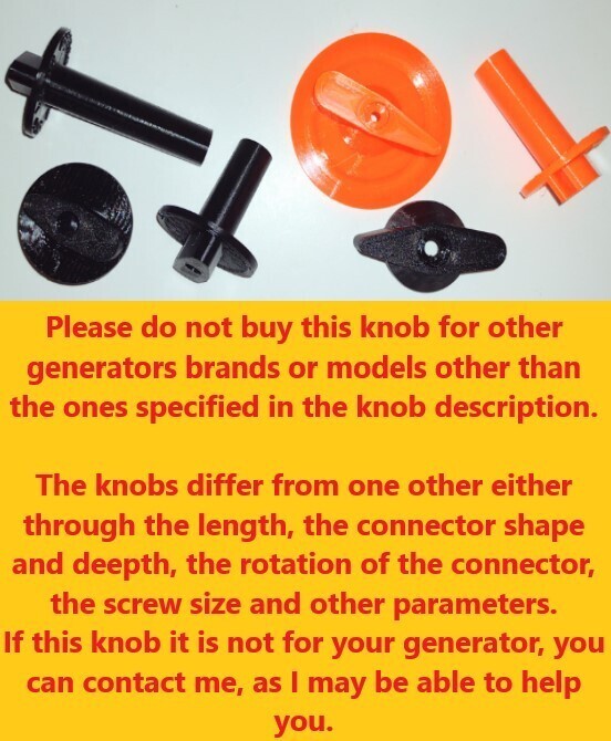 Champion 2000w stackable generator knob fuel switch + screw – 3D print part