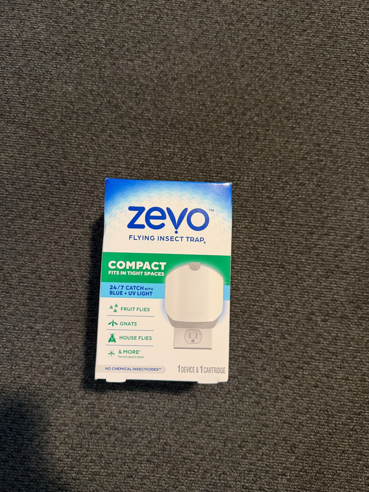 Zevo Compact Flying Insect Trap – 1 Plug In Device & 1 Cartridge