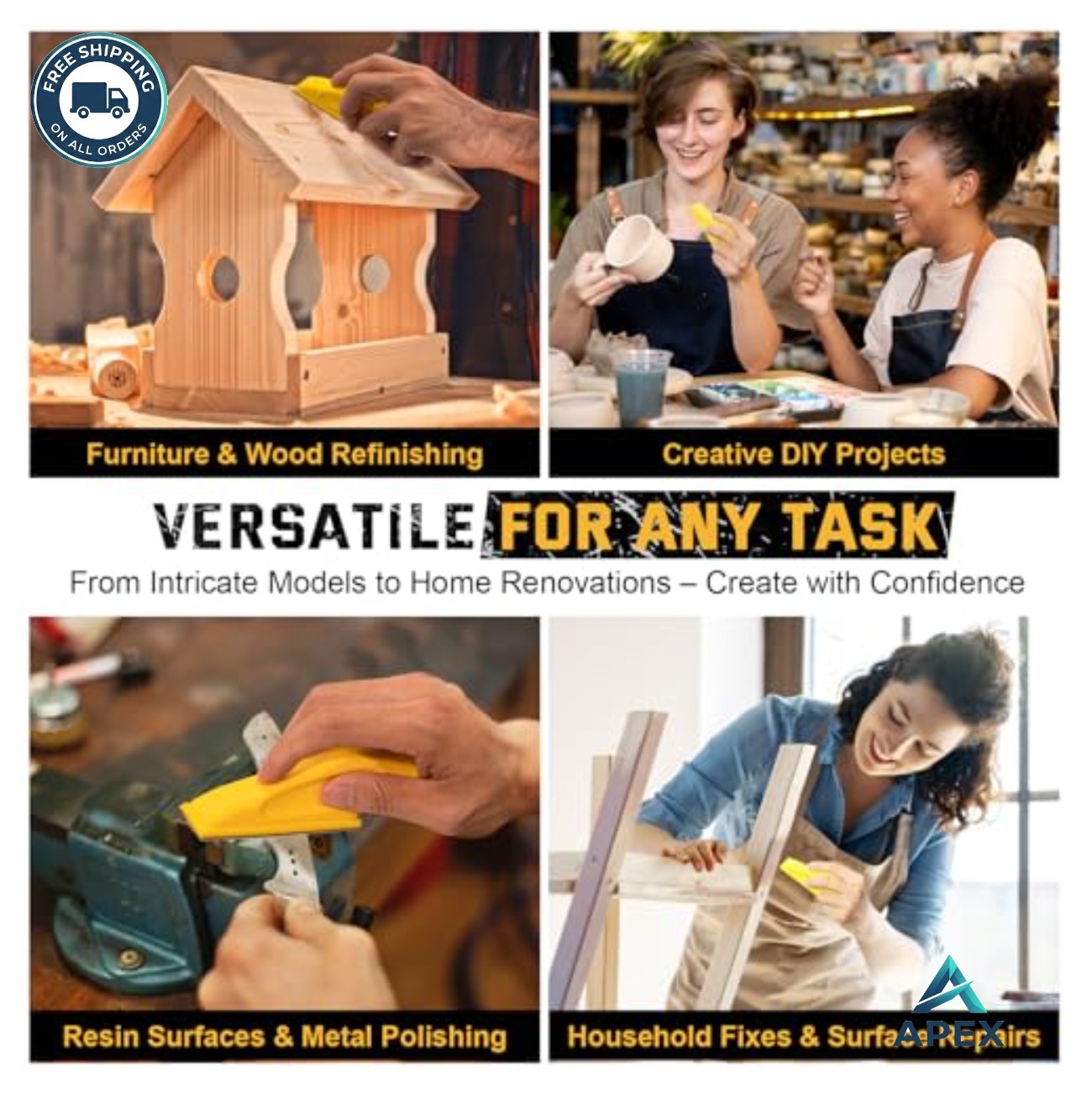 Sandpaper 72 Pack 80 to 3000 Grit with Sanding Block Hand Sander for Wood