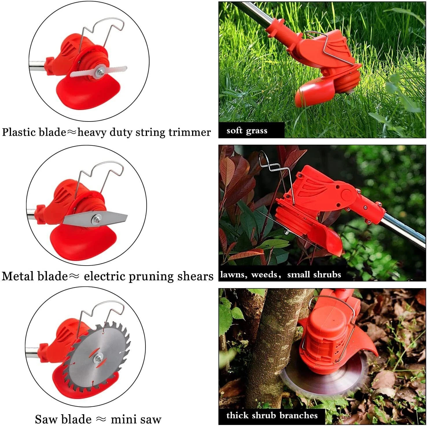 Electric Cordless Grass String Trimmer Lawn Edger Weed Wacker Cutter + 2 Battery