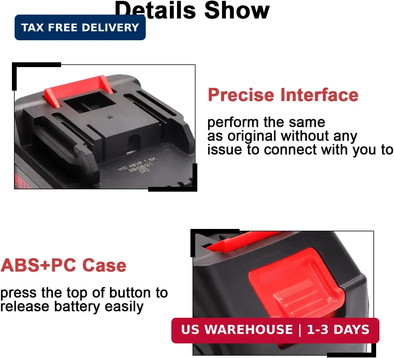 21V MAX Lithium Battery 4.0Ah Extended Runtime, LED Indicator, for Power Tools