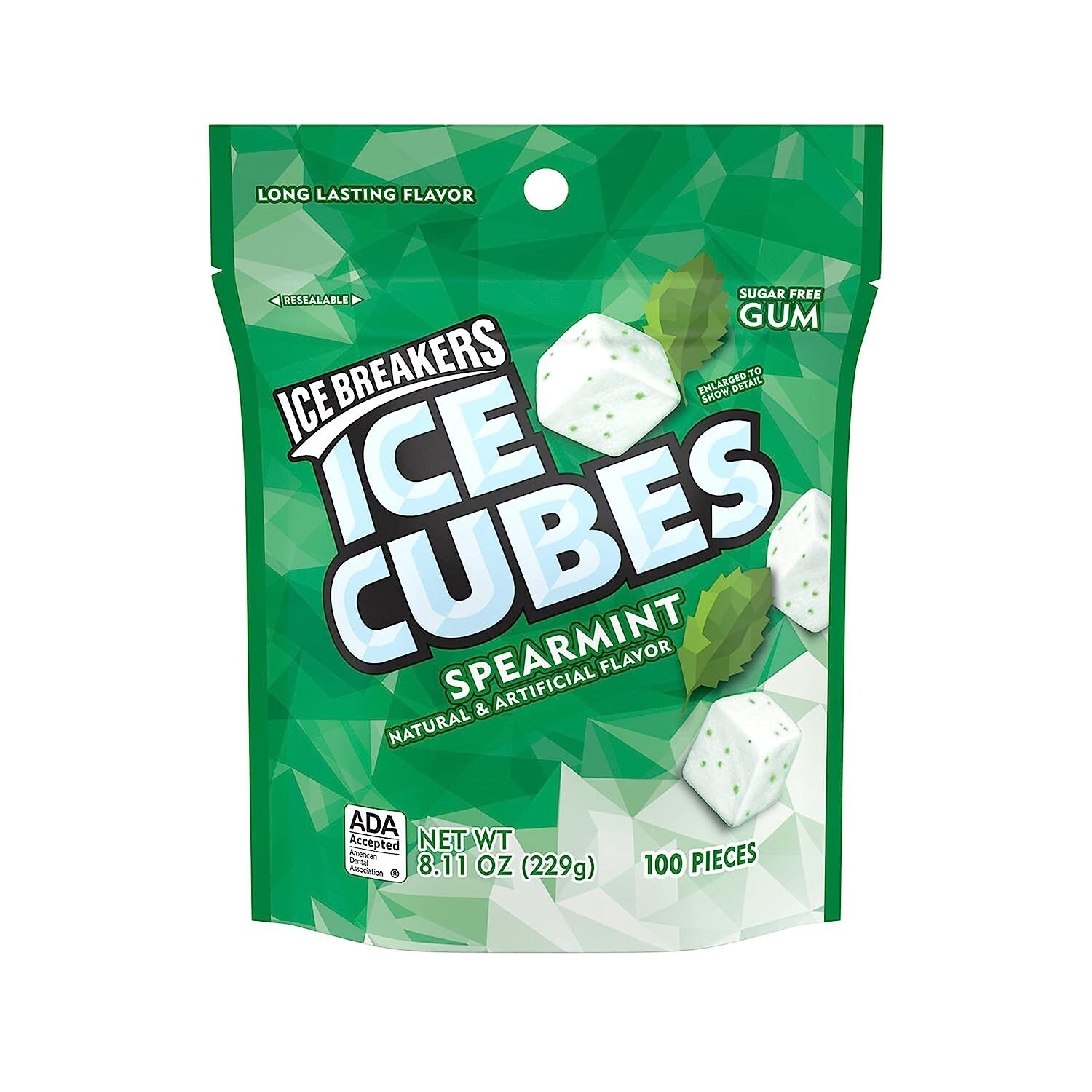 ICE BREAKERS ICE CUBES Sugar Free Spearmint Gum, 8.11 Ounce 100 pieces