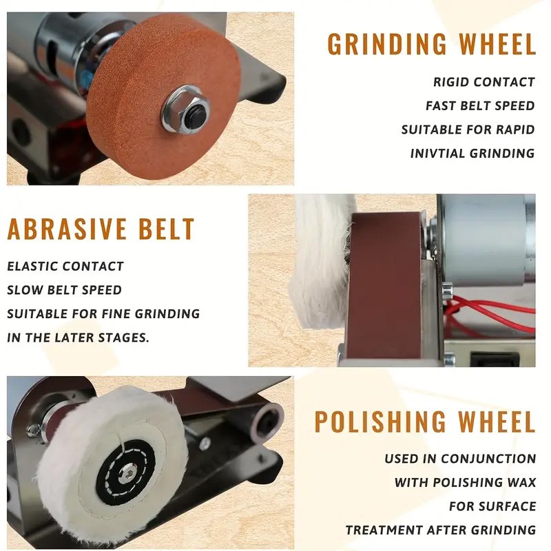 Electric 3-in-1 Mini Belt Sander Grinder Polisher Combo with 7 Speeds Adjustment