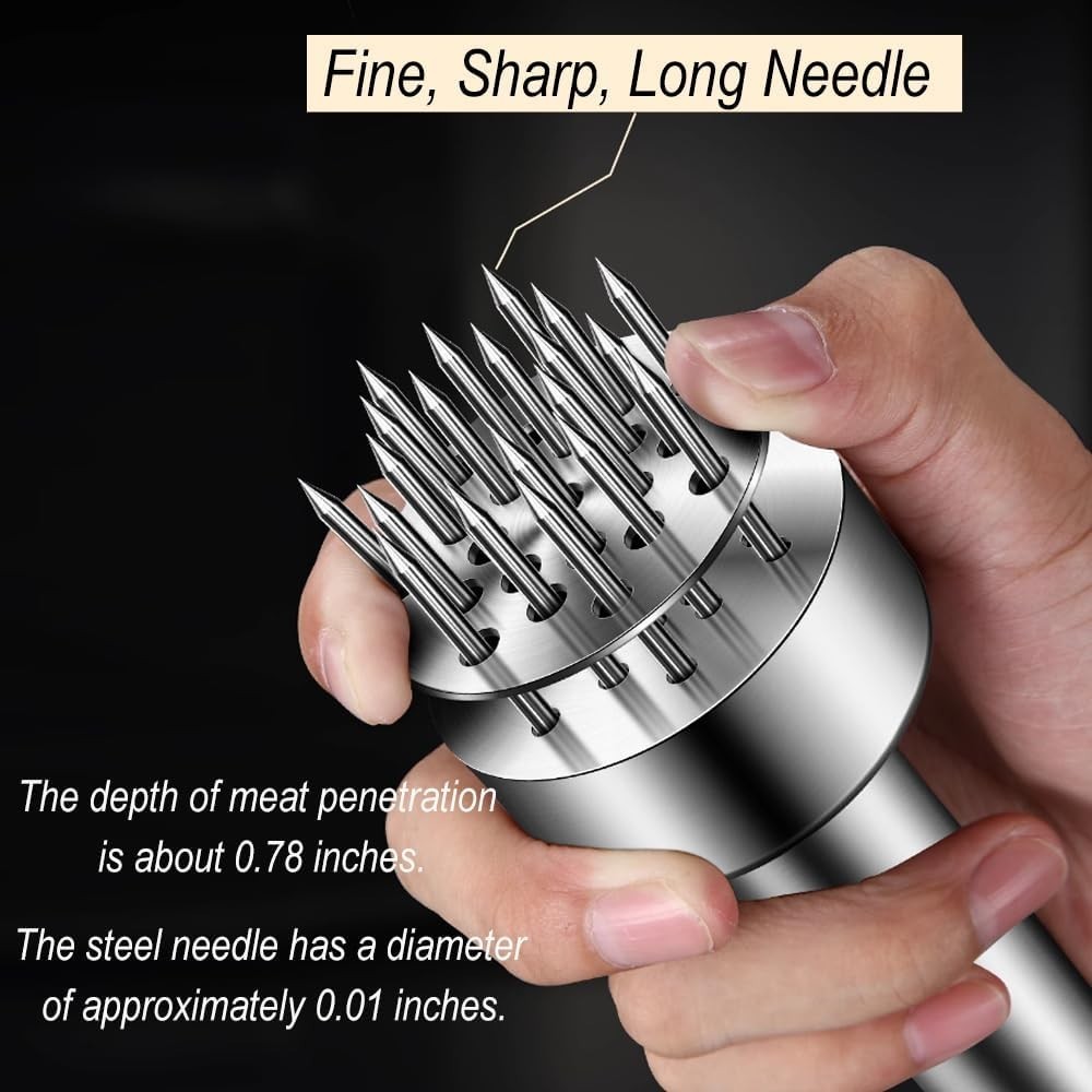 Stainless Steel Meat Tenderizer Tool, 21 Sharp Needles, Meat Piercing, Tender…