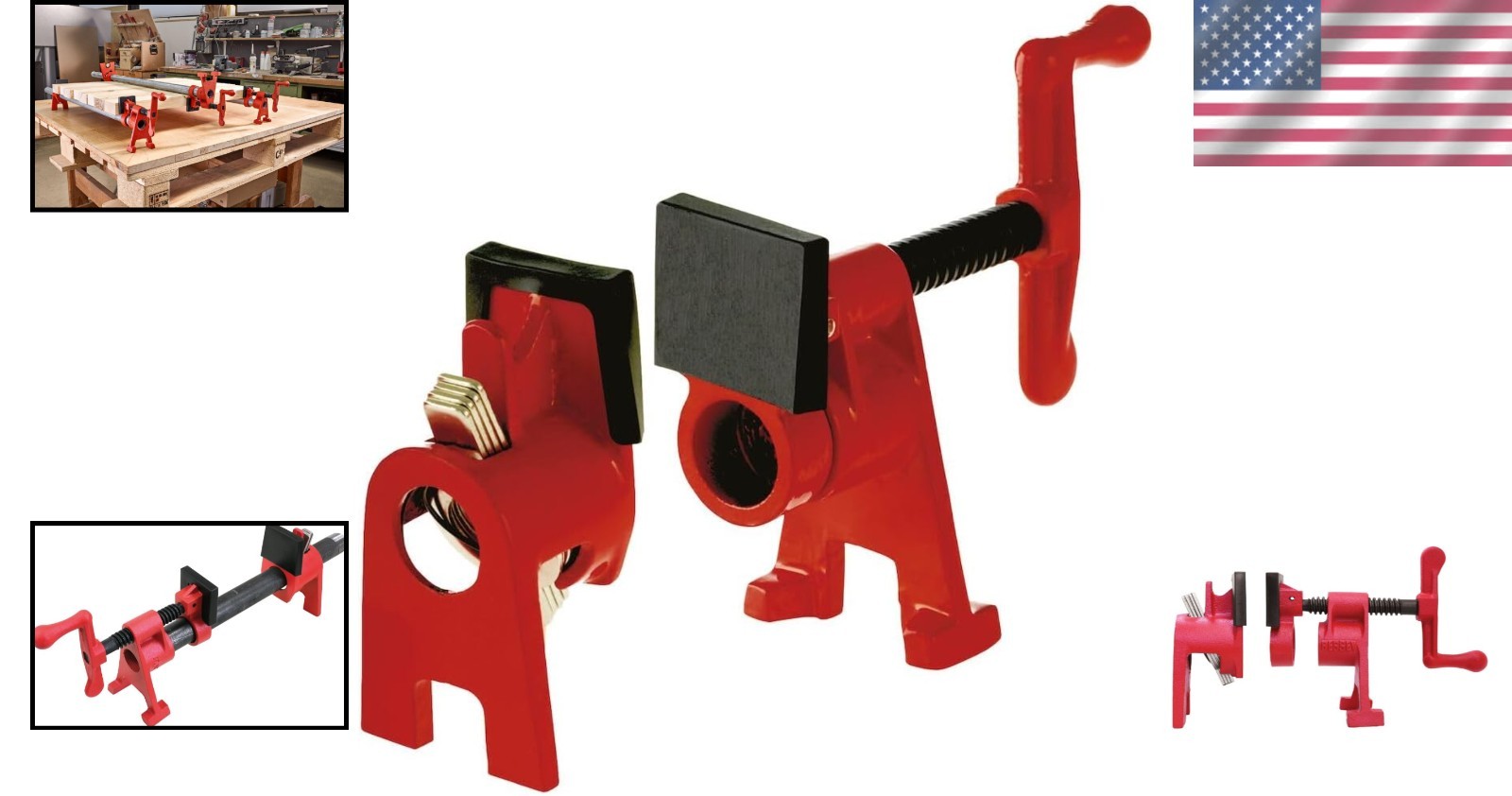 BPC-H34 3/4-Inch H Style Pipe Clamp – Durable & Easy to Assemble for Woodworking