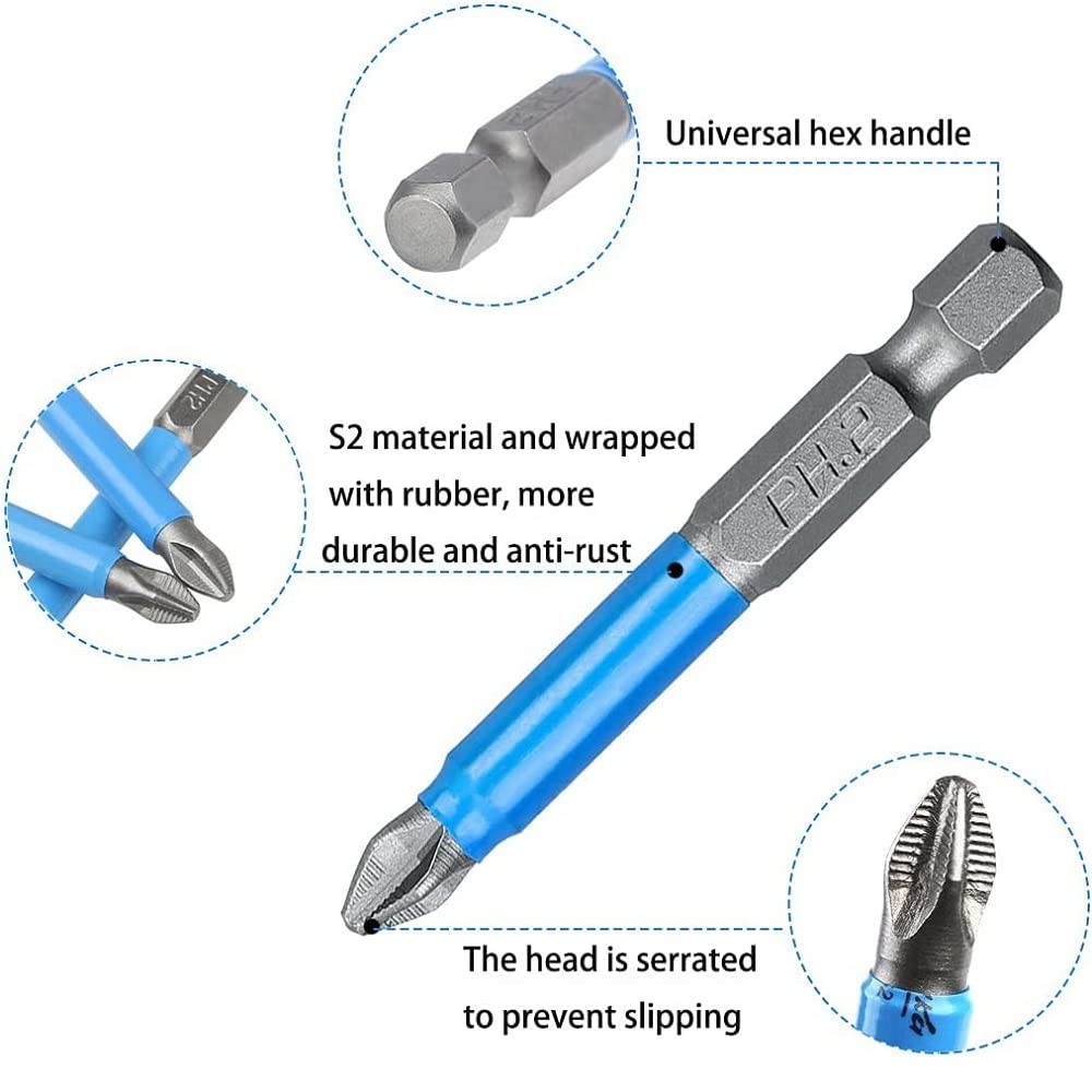 12 Pieces Magnetic Phillips Pozidriv Screwdriver Bit Set 1/4 Inch Hex Shank An