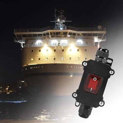 Inline Cord Switch with Red Indicator Light, IP67 Waterproof, DPST On-Off