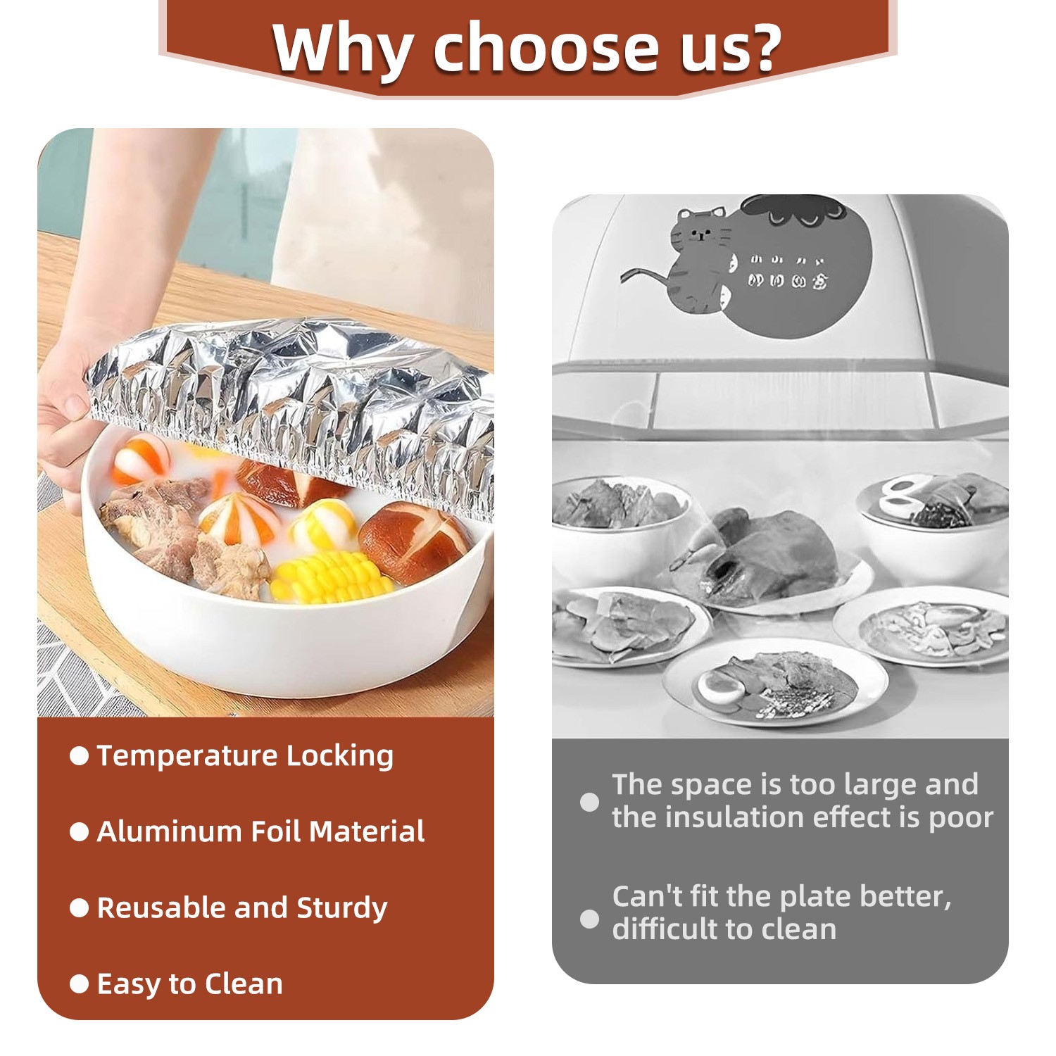 30/50 Pcs Stretchy Reusable Foil Cover for Plates, Bowls & Kitchen Food Storage
