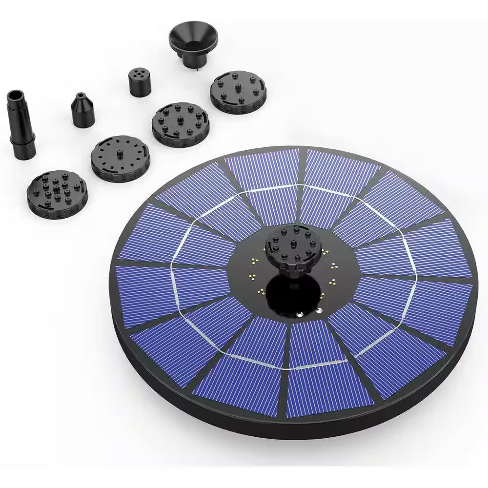 Outdoor Solar Fountain Pump Built-In 1500Mah Battery Solar Spitter Bird Bath Fou