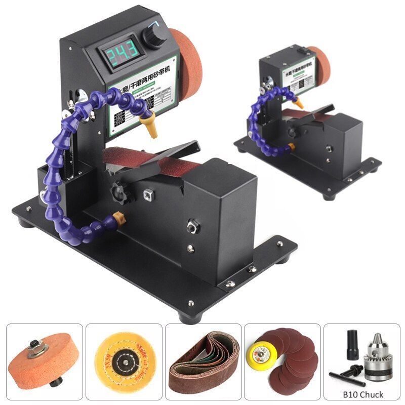 350W Electric Belt Sander Mini DIY Benchtop Polisher Wet Dry Grinding Machine US