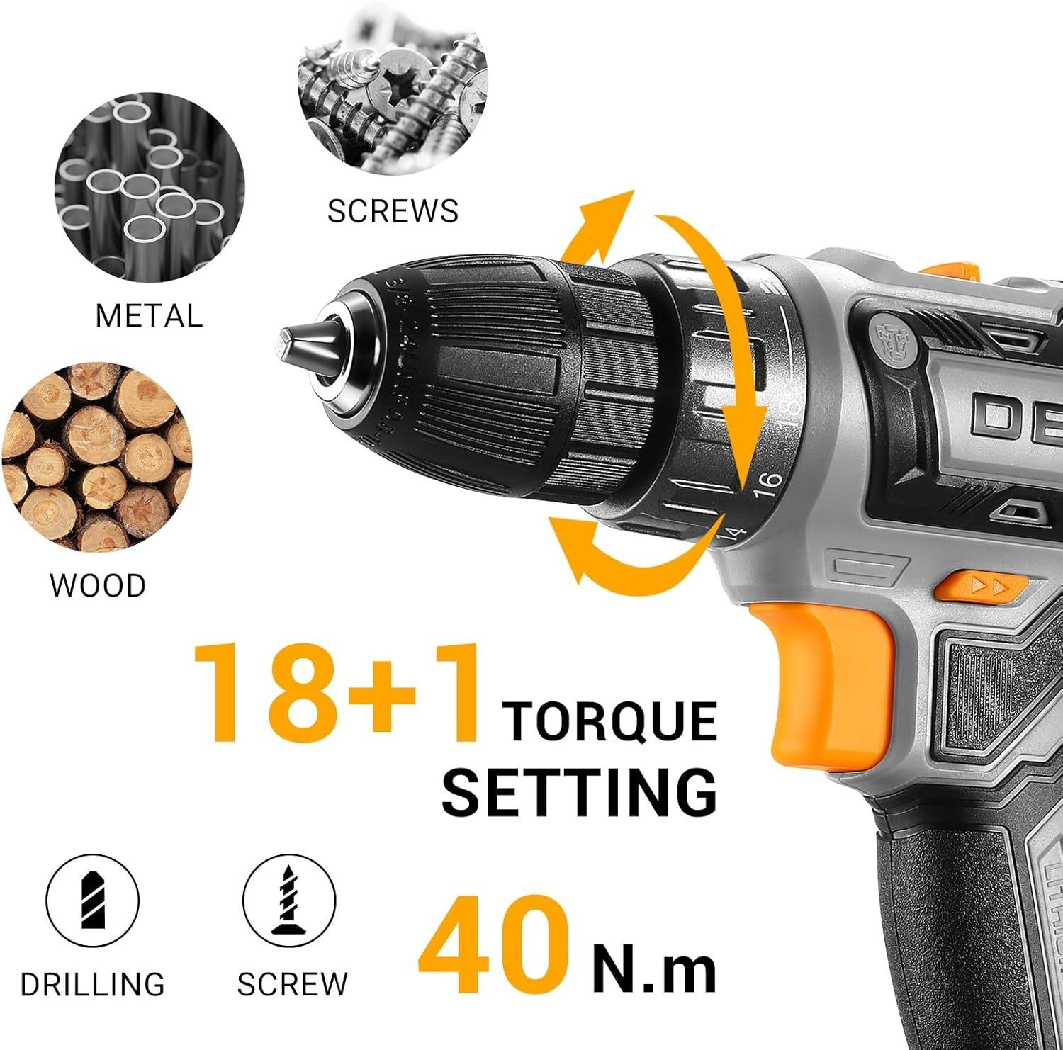 Power Drill Cordless: Cordless Drill 20V Electric Power Drills Set Tool Drill…