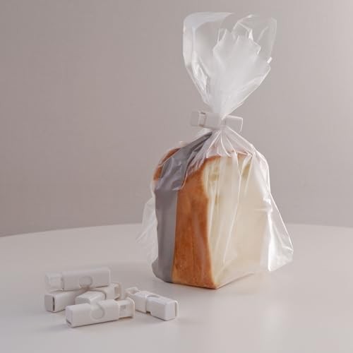 5-Pack Reusable ABS Plastic & Stainless Steel Spring Bread Bag Clips White