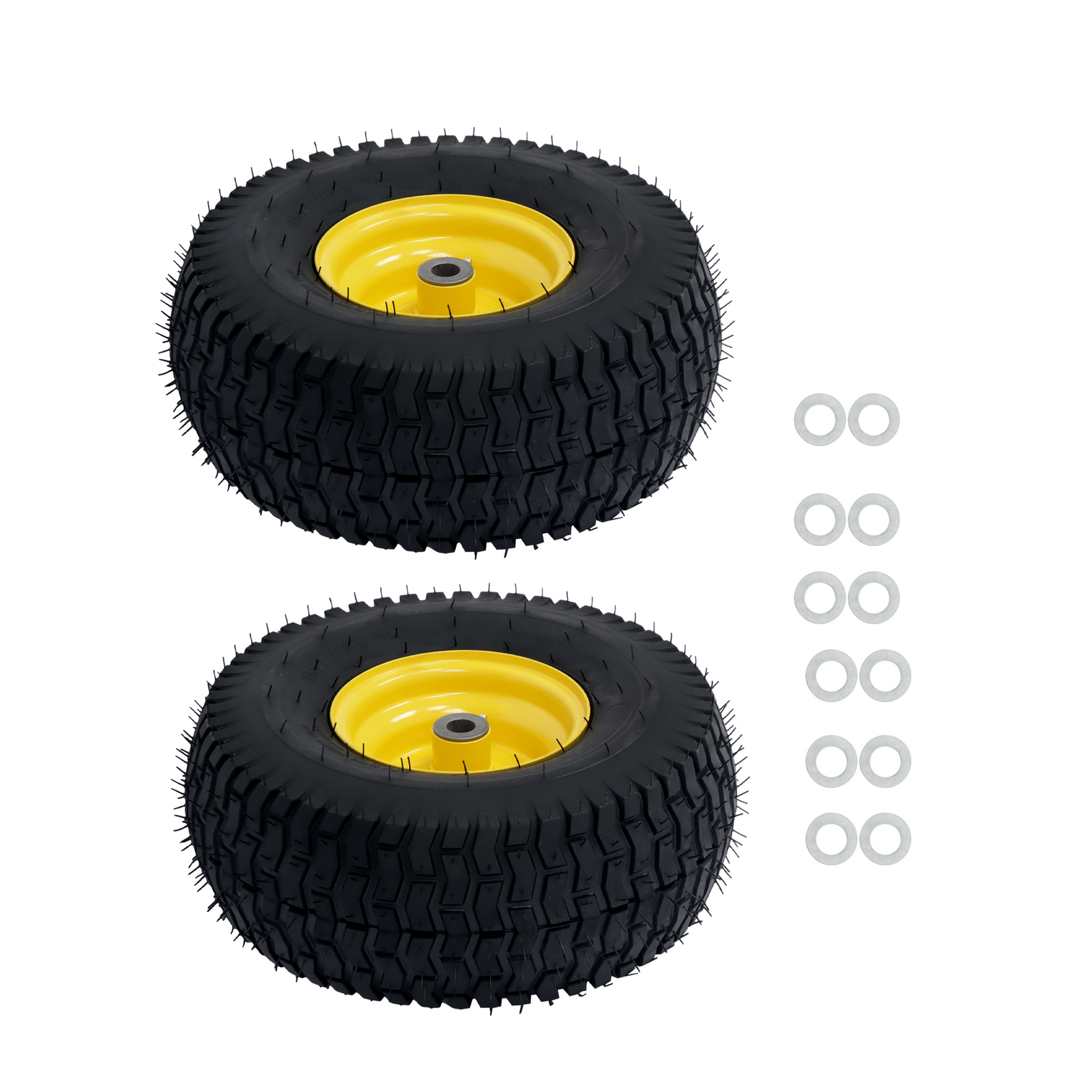 15×6.00-6 Inch Lawn Mower Tire & Wheel 3/4″ Axle, 3″ Hub Inflated Tires 2-Pack
