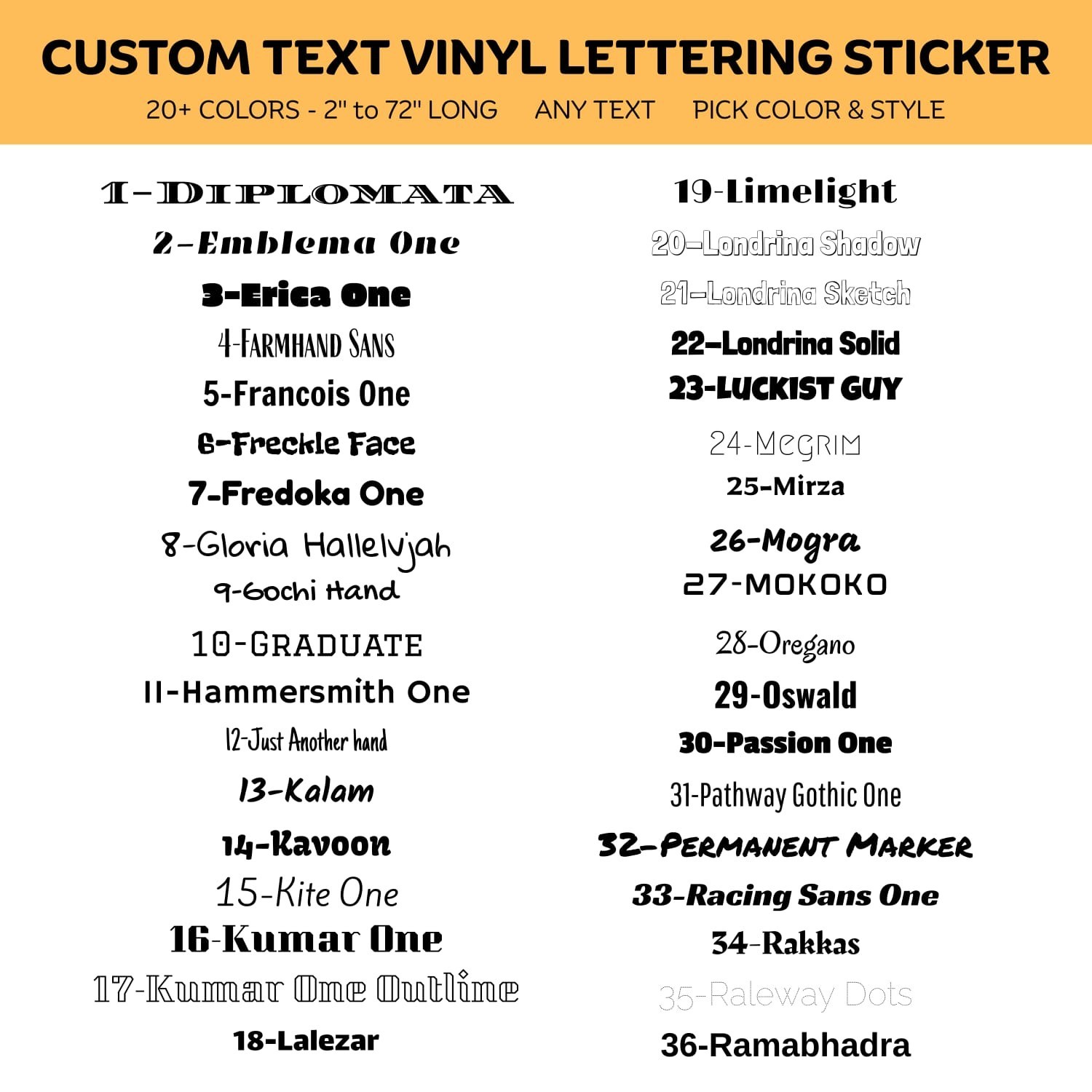 Custom Text Vinyl Lettering Sticker Decal Personalized Any Text – Any Name – [xx