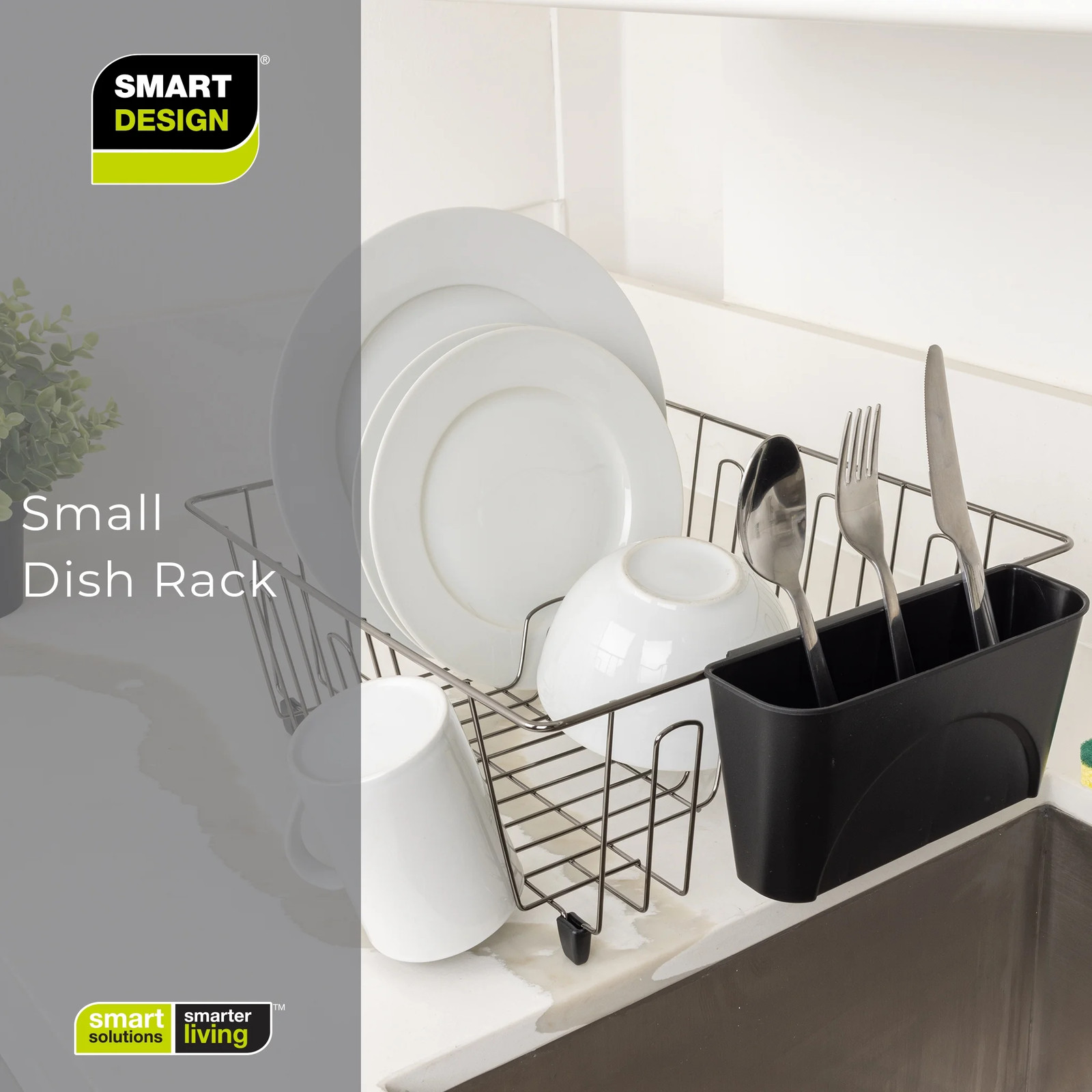 Small Dish Drainer Rack – Chrome/Black