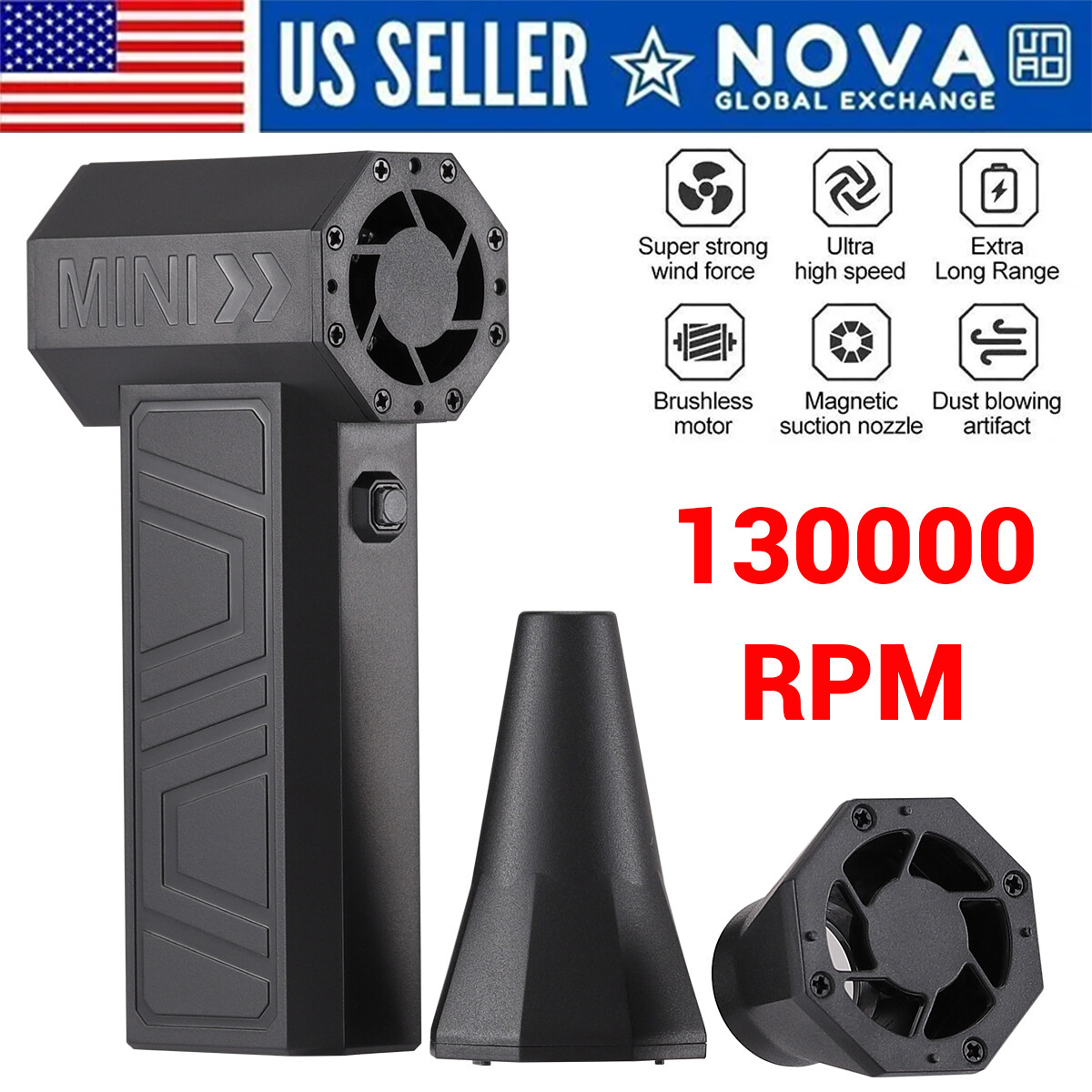 Mini Portable Blower Fan Turbo 130000RPM Electric Jet Dry Blower Air Blower US