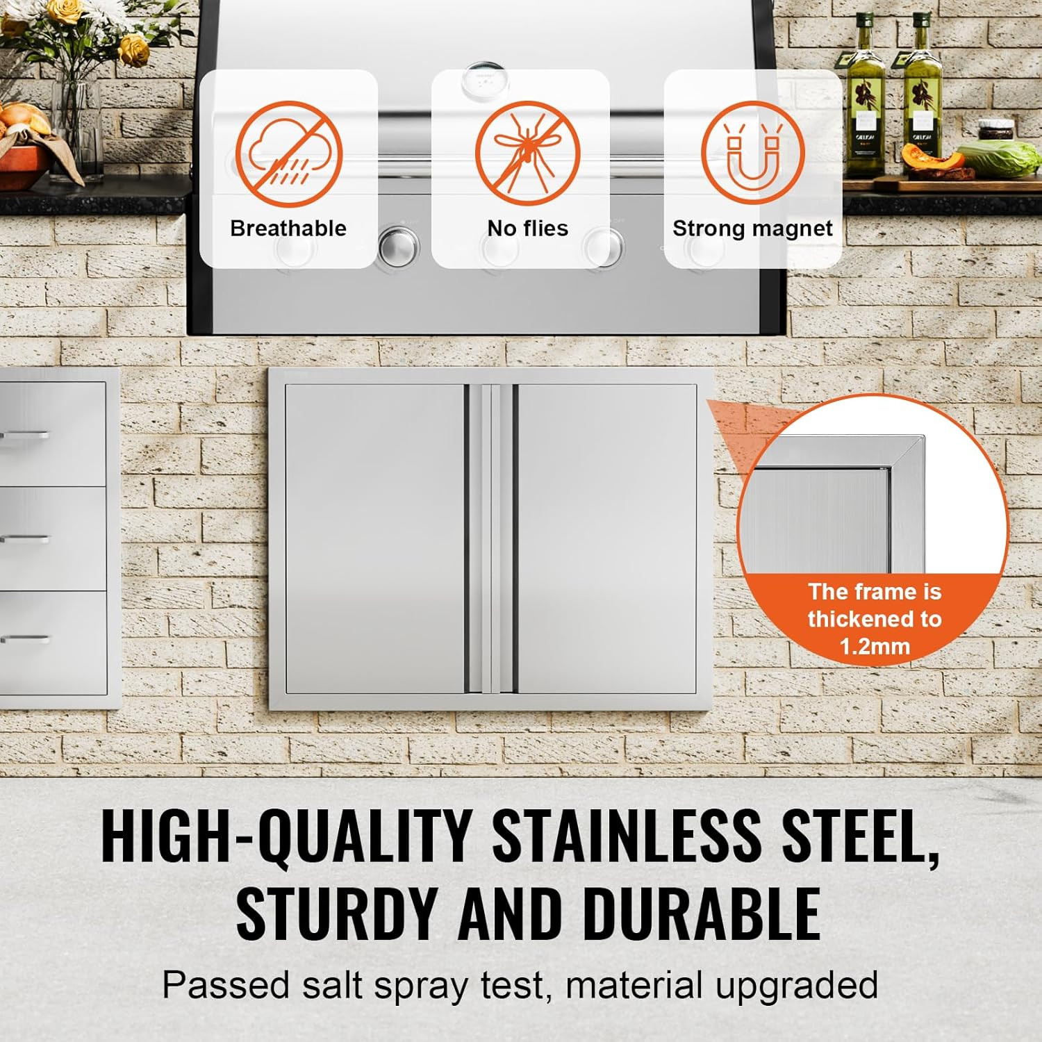 Stainless Steel BBQ Access Door – 31″ W x 24″ H for Outdoor Grilling Stations