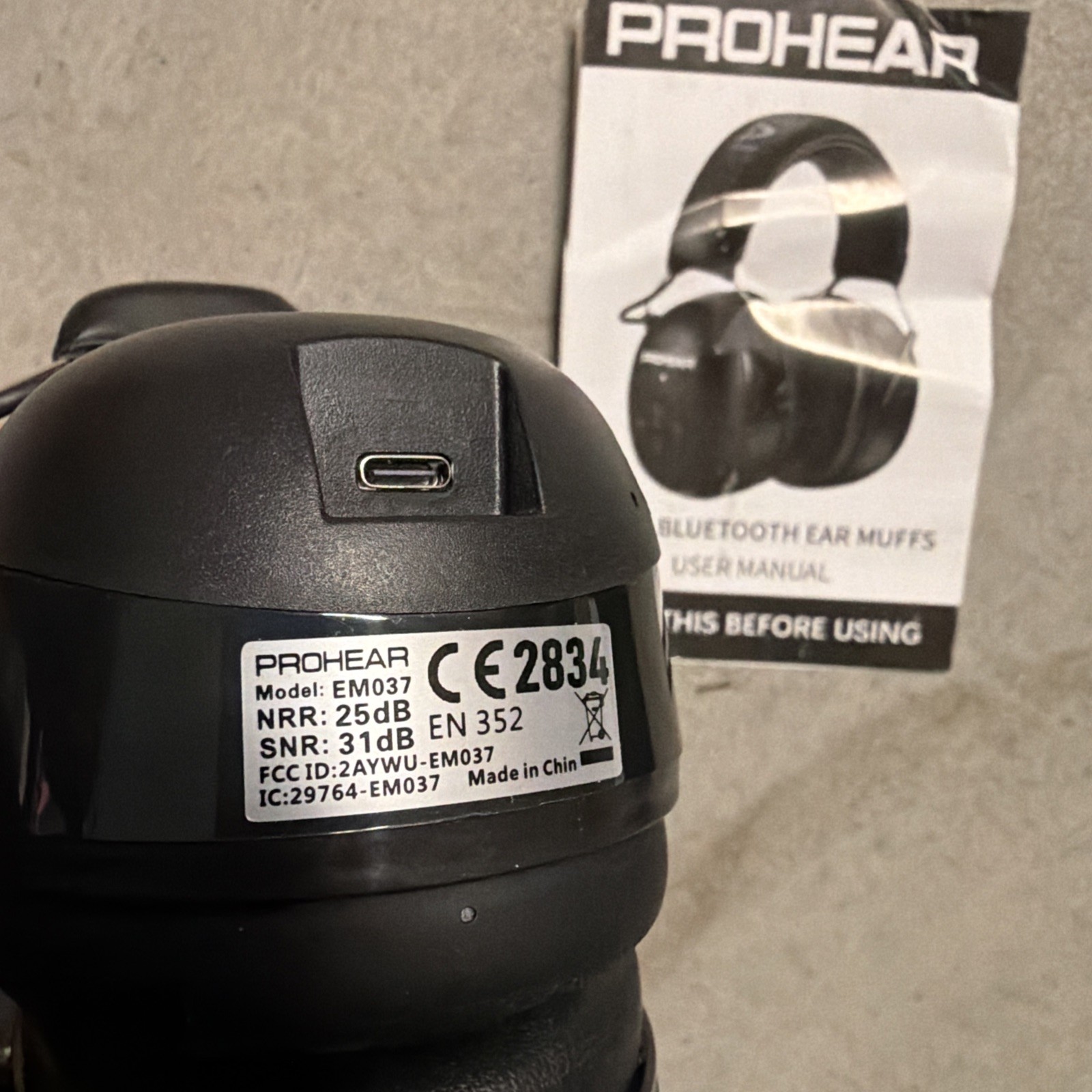 Prohear EM037 Bluetooth Hearing Protector Headphones 30dB Noise Reduction – NEW