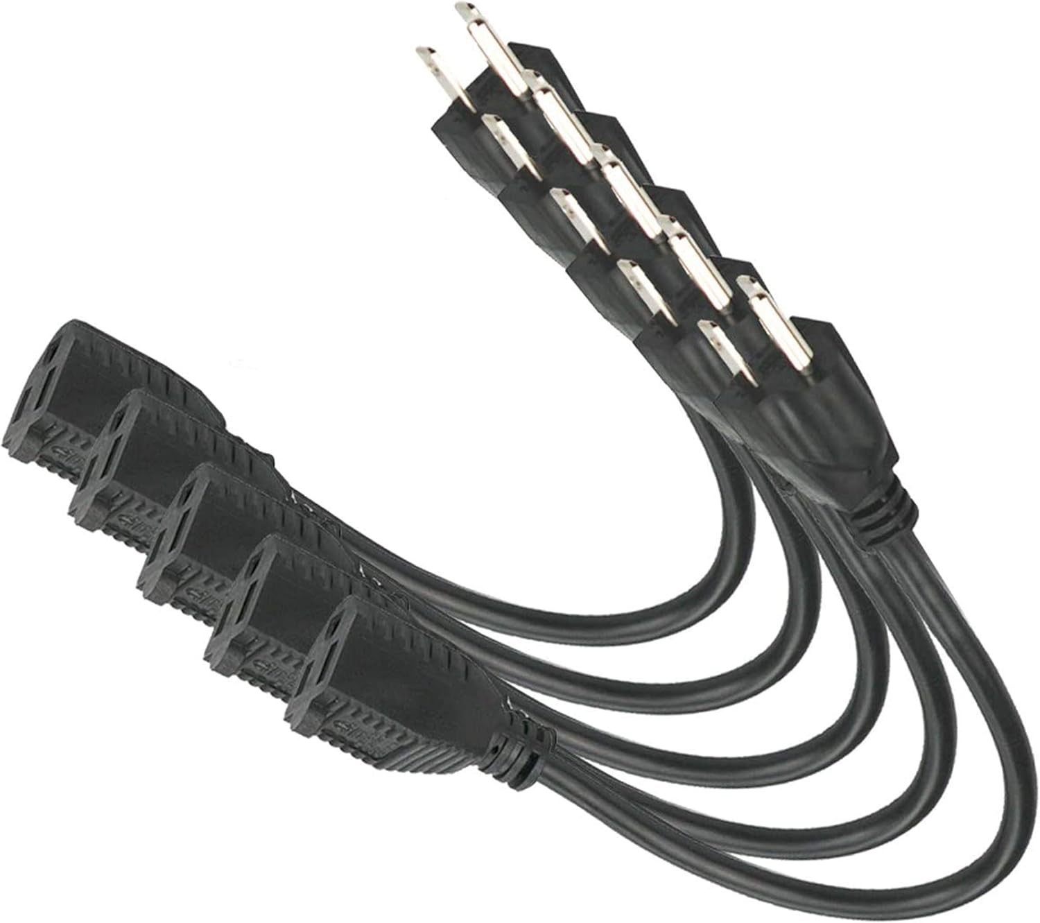 Power Extension Cord 3 Prong Heavy Duty Cable Strip Outlet Saver 1 Foot, 5 Pack