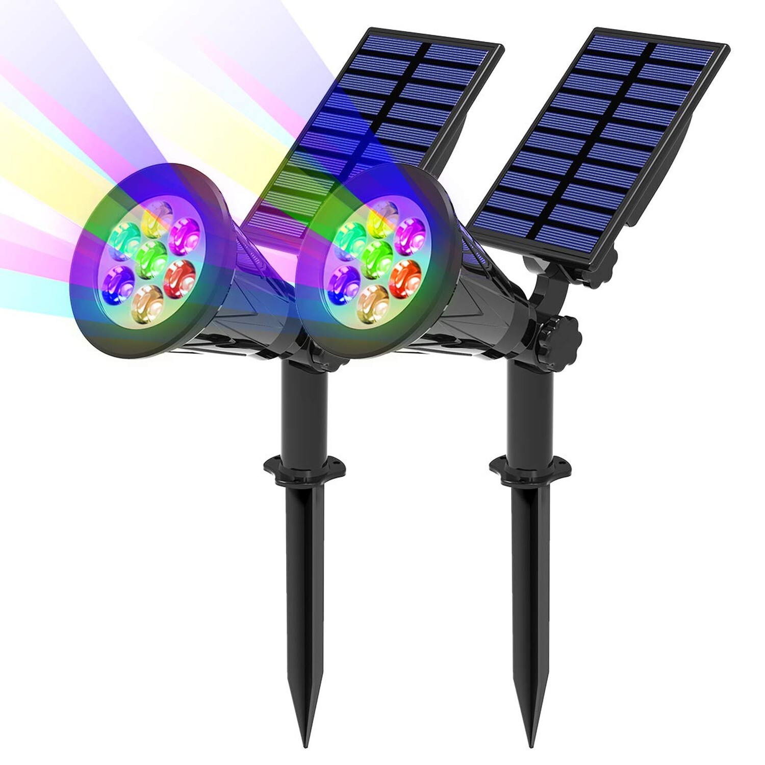 T-SUN Solar Spotlights, Color Changing 7 LED Waterproof Solar Garden Lights, …