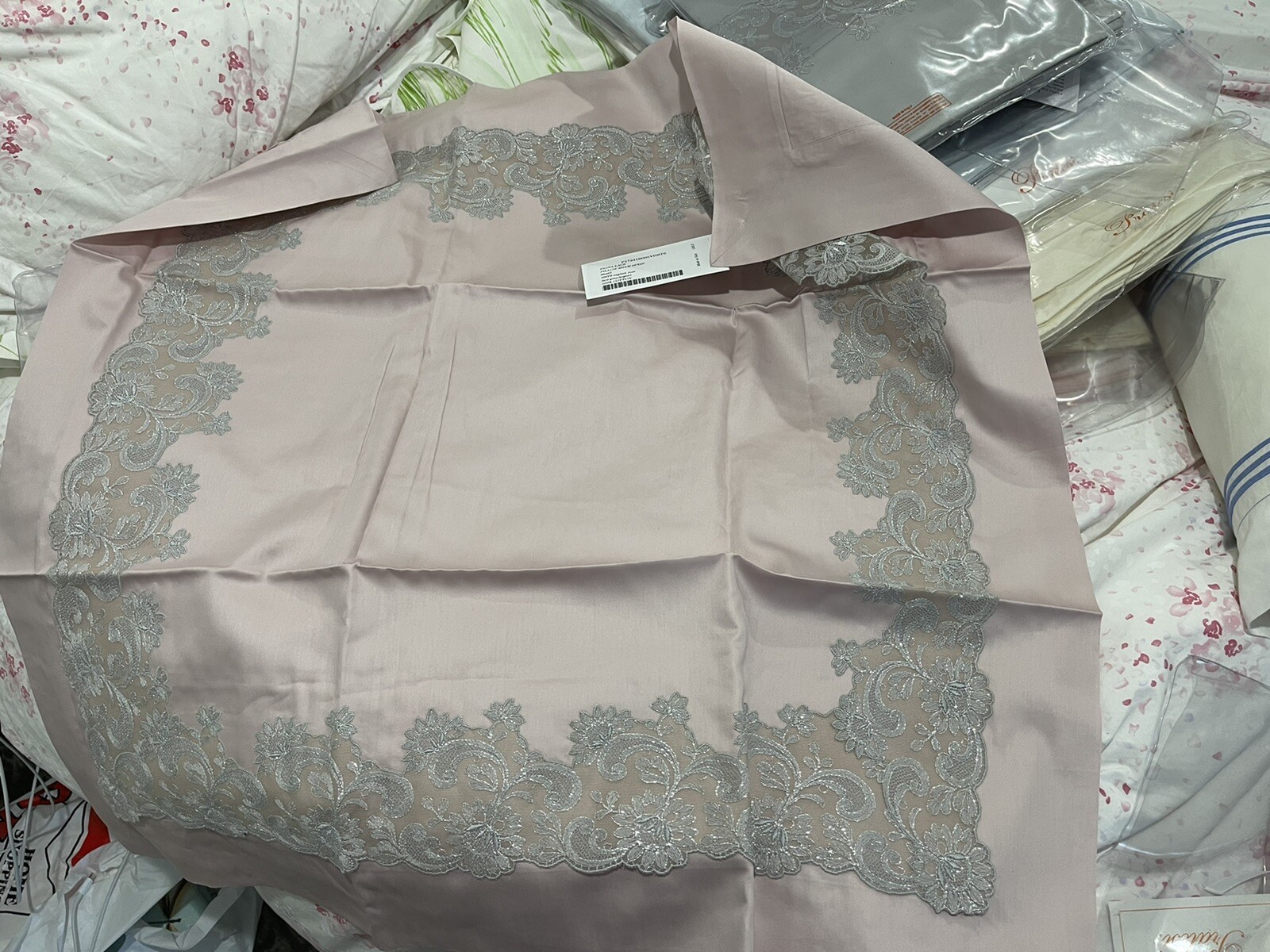 $1250 Pratesi Italy NWT 1pc Euro Sham Figna Lace 100% Cotton Sateen Rose ONE