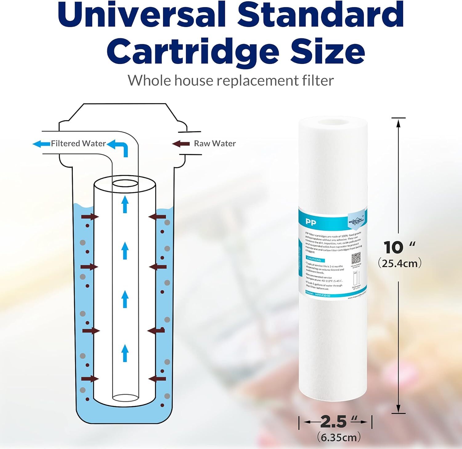 50Pack 1/5/10/20/25/50 Micron 10″x2.5″ Sediment Water Filter Whole House Replace