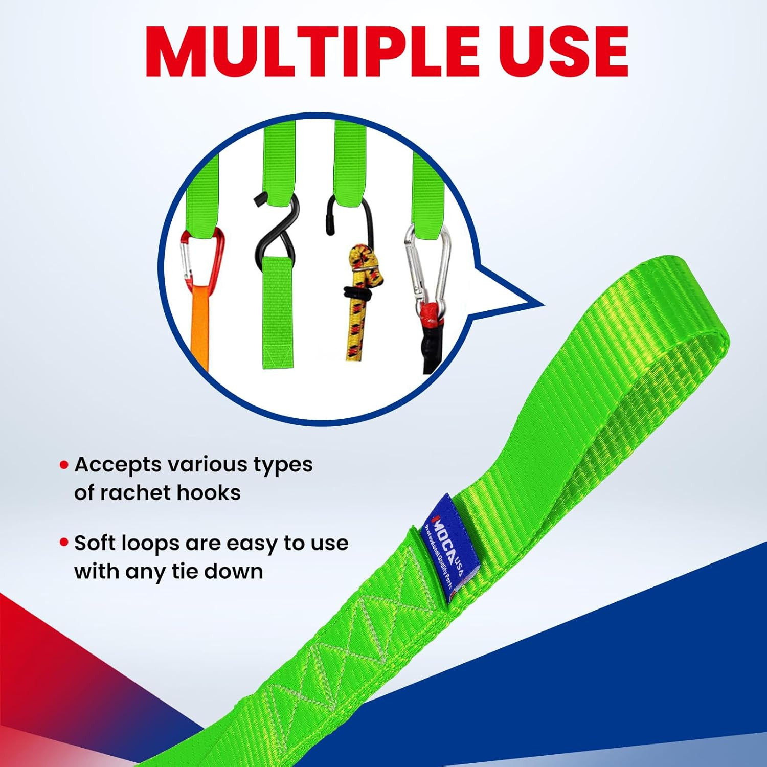 MOCA 4-Pack Soft Loop Tie down Straps 12000 Lbs Breaking Strength 1.6 X 17 Inche