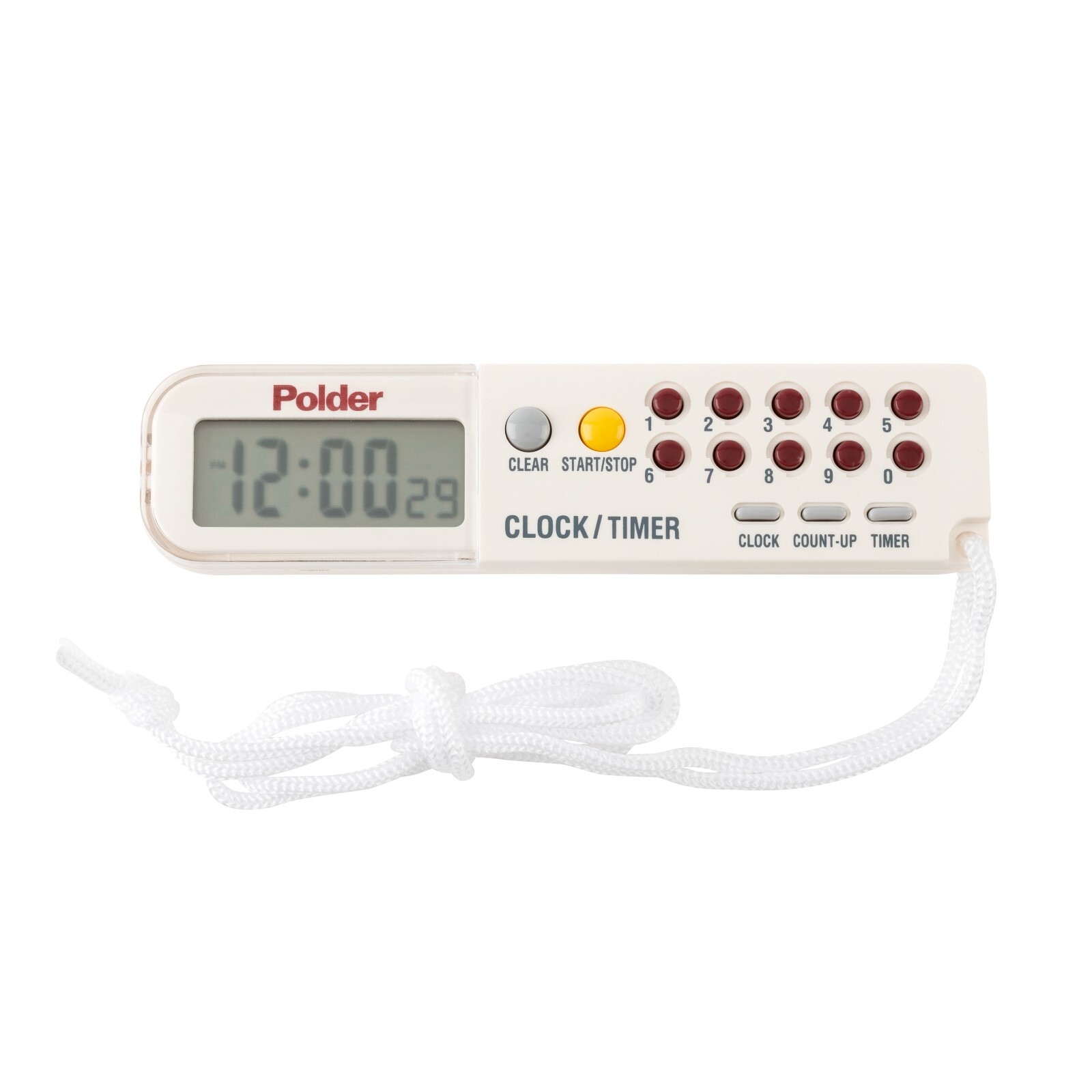 Polder 3-IN-1 Timer Clock & Stopwatch 898-90 Multi Function Tool w/ Lanyard NEW