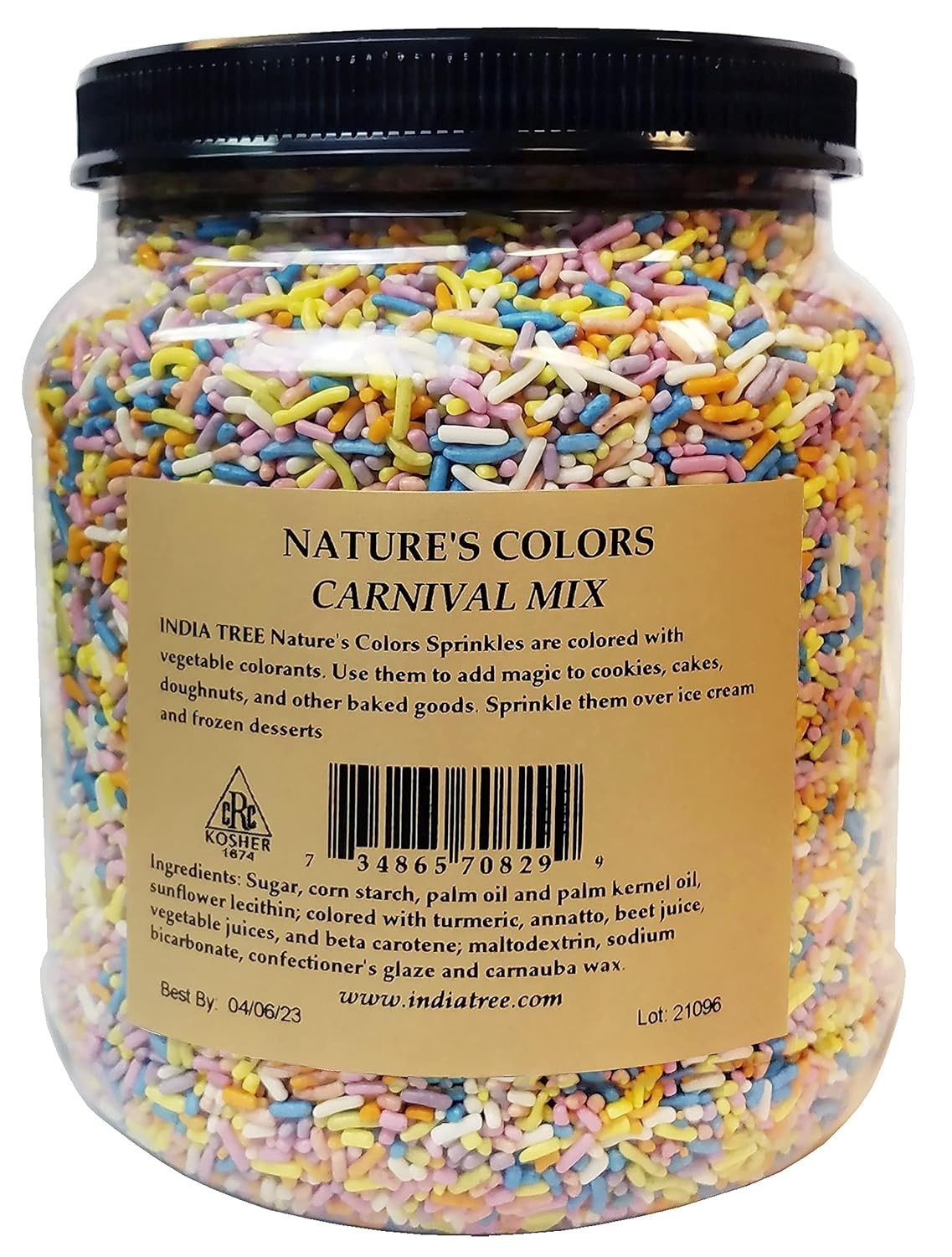Pastel Rainbow Sprinkles, 2.9lb Canister, Dye-Free, Plant-Based, Allergen-Fre…