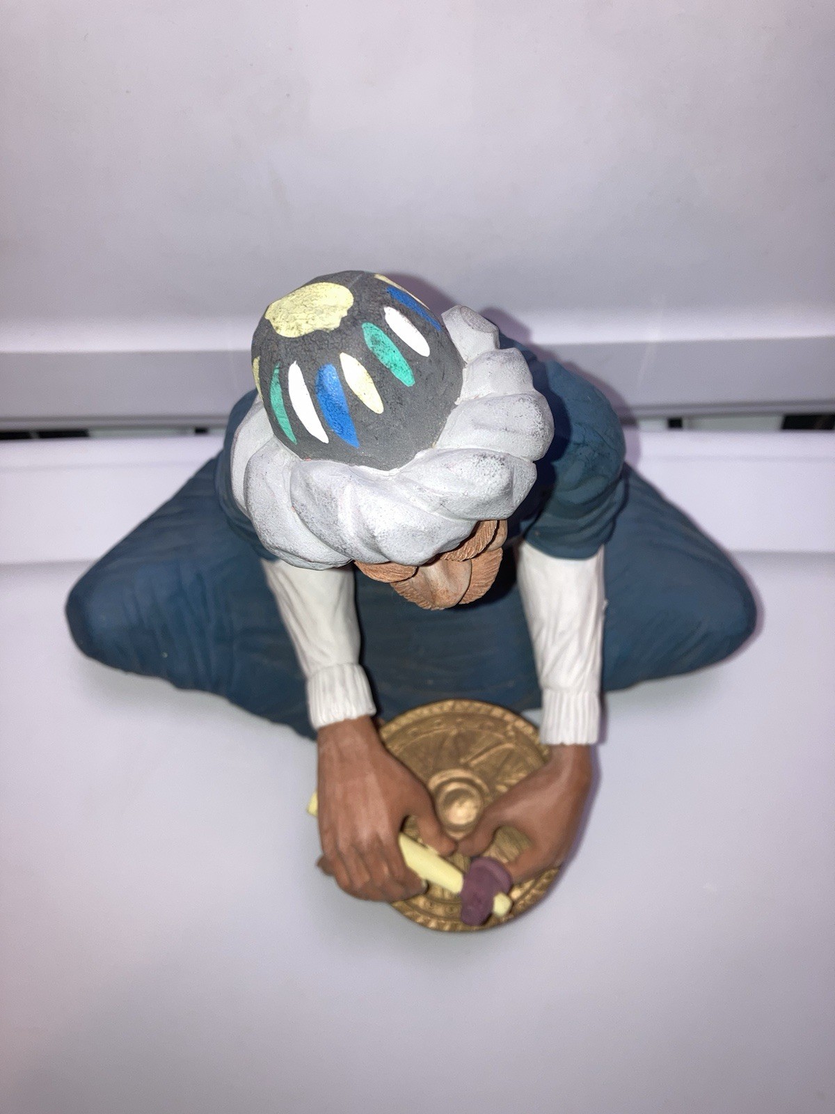 Egyptian Terracotta Clay Mud Figurine Handcrafted Folk Art Signed Vintage 10″