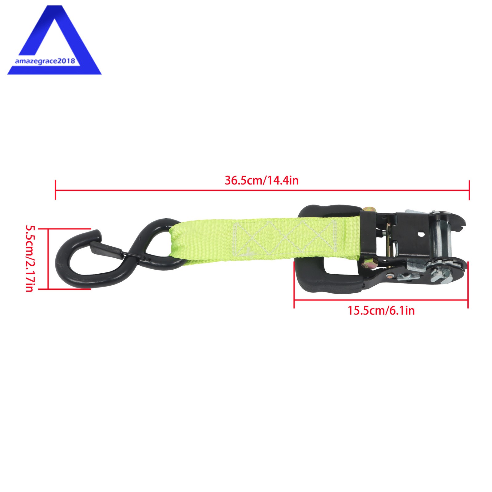 4Pack 1.6″ × 8 Feet Heavy Duty Tie Downs 5208Lbs Ratchet Straps W/ S Hook Green