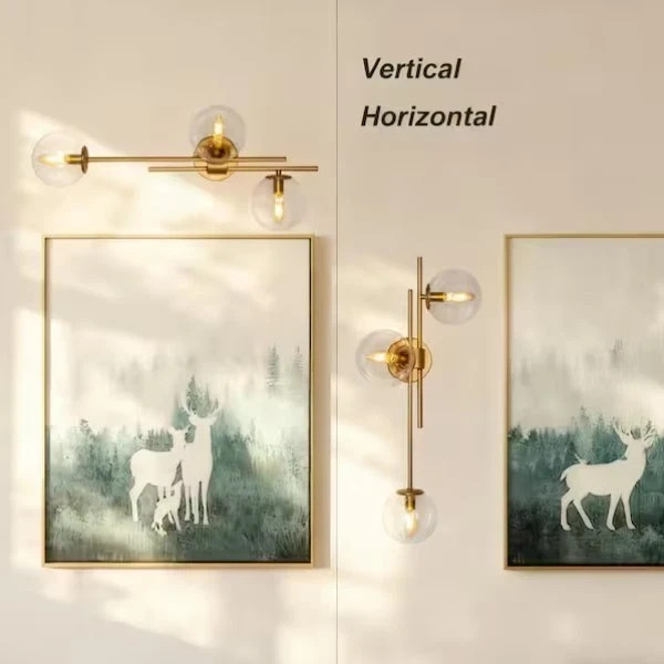 LNC 30 in. 3-Light Painted Gold Modern Bathroom Vanity Light Decorative Linear