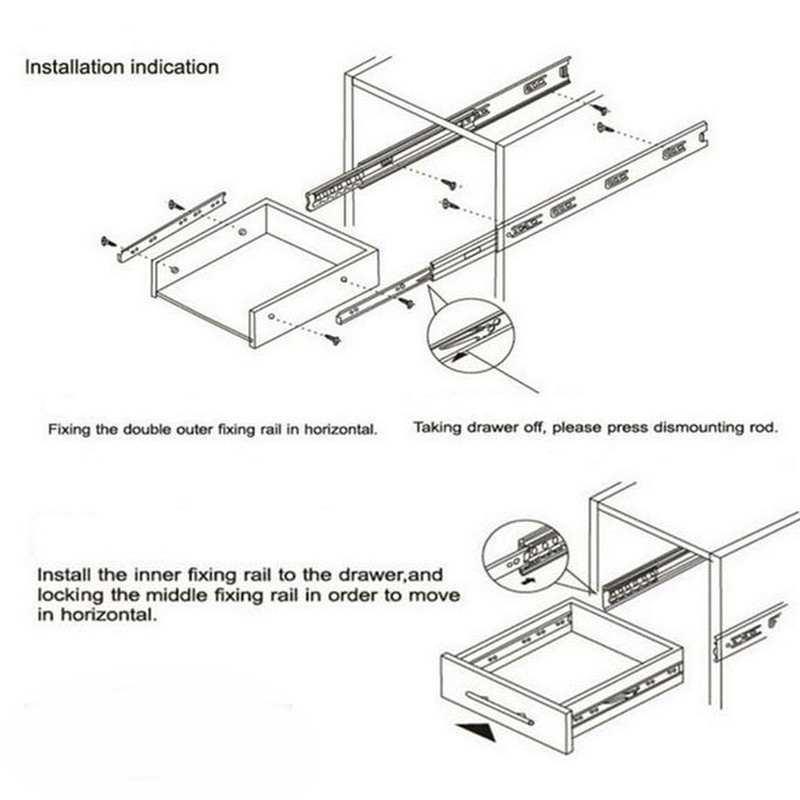 12-22In Soft Close Full Extension Drawer Slides Rear Mount Ball Bearing+Brackets