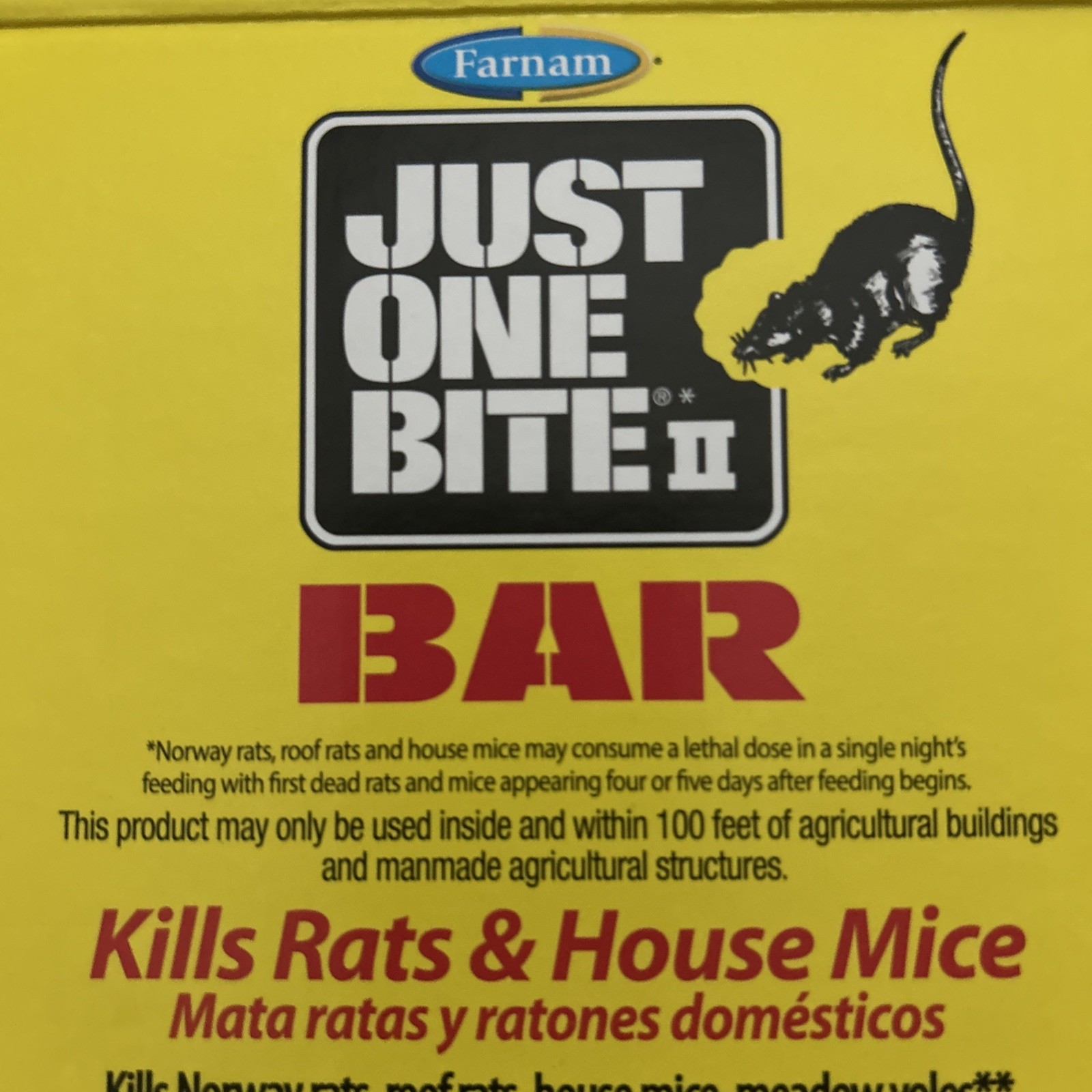 Just one bite Rat Rodent Mice Mouse Vole Bait New Sealed Bar 1 Pound