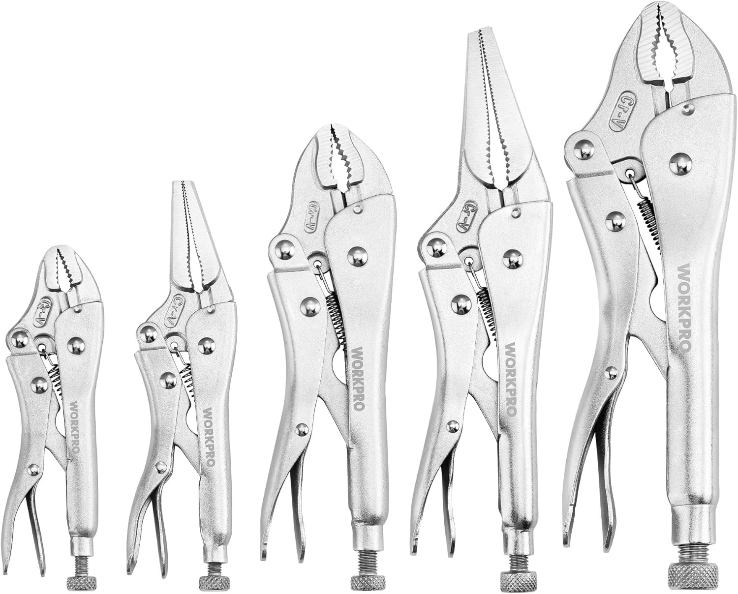 WORKPRO 5-Piece Locking Pliers Set Vice Grips w/Chrome-vanadium Steel Tool Set