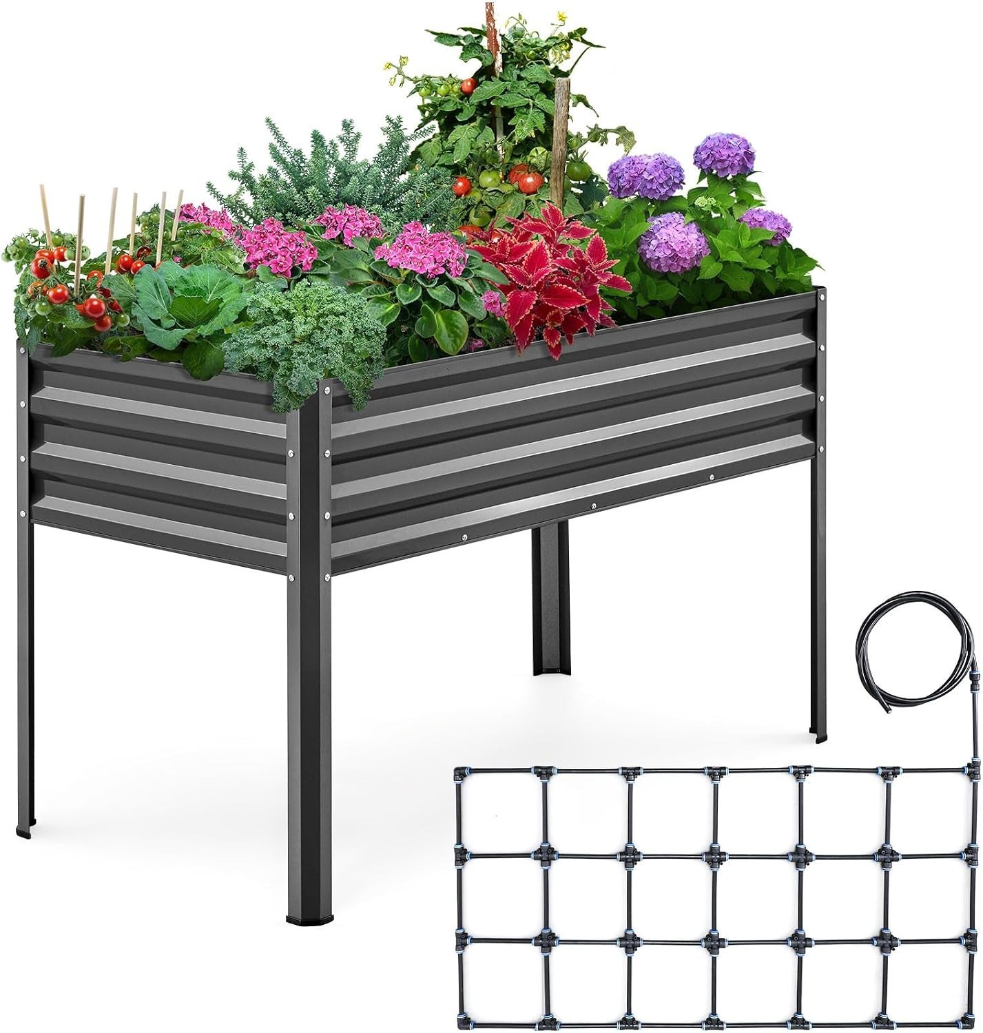 Raised Garden Bed with Irrigation System and Legs 48×24×31.5 in | Galvanized …