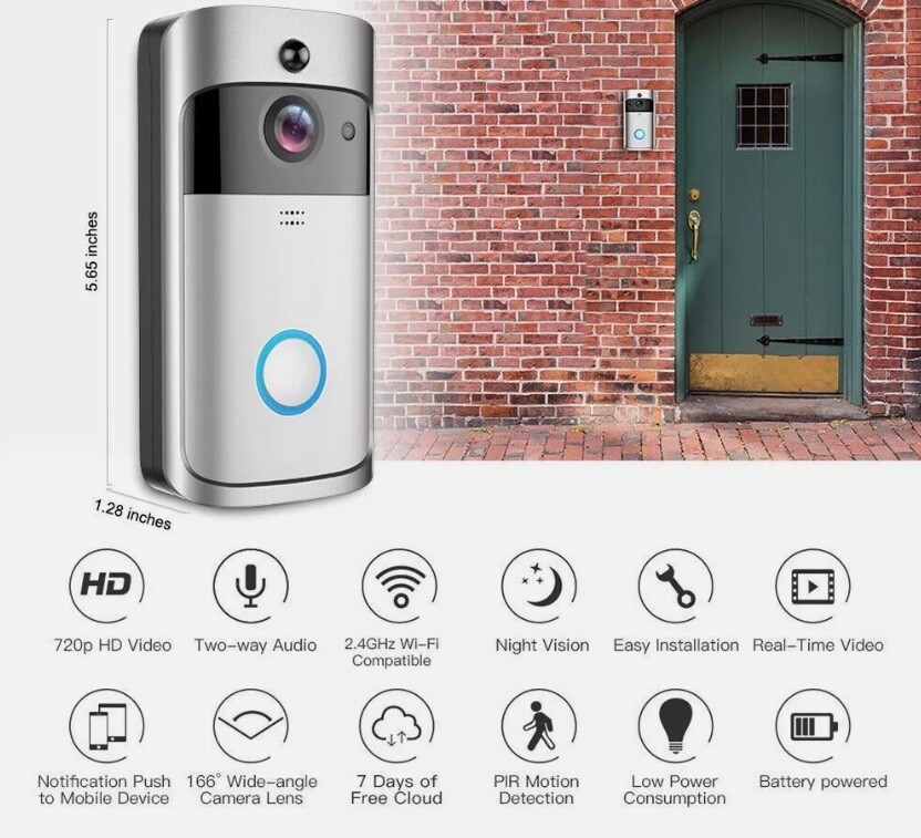 Smart WiFi Video Doorbell Wireless Intercom – Compare to RING – Ships in 24 hrs