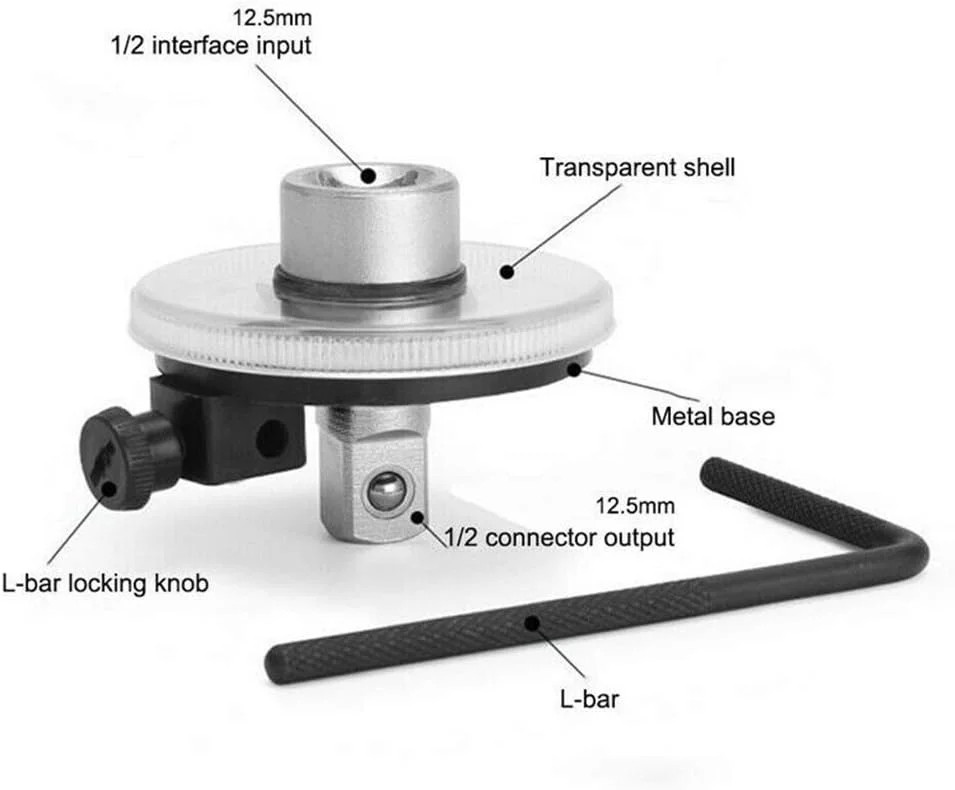 Easy-To-Read 1/2 Inch Torque Wrench Set with Adjustable Angle Features