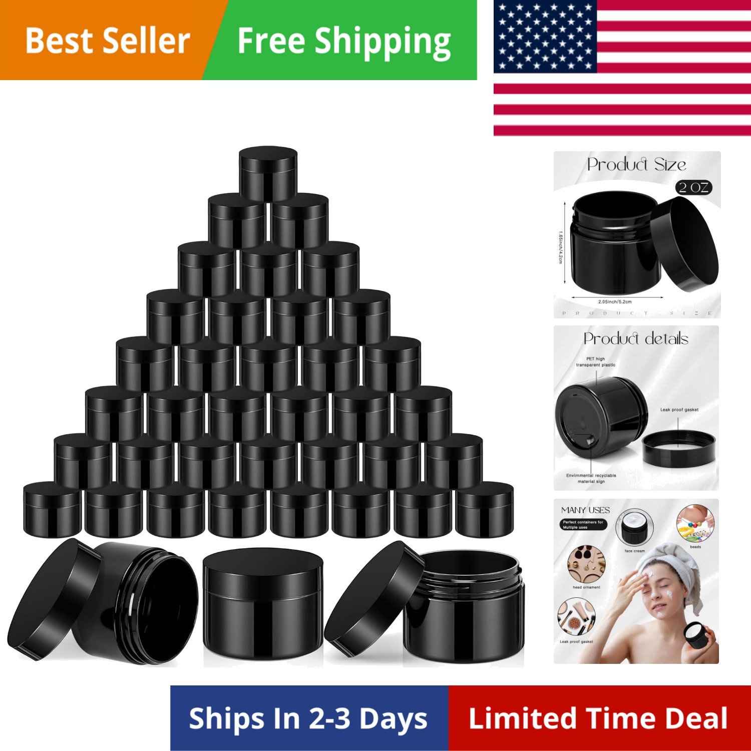 36 Pieces 2 oz Plastic Jars with Lids Wide Mouth Airtight Reusable Container …