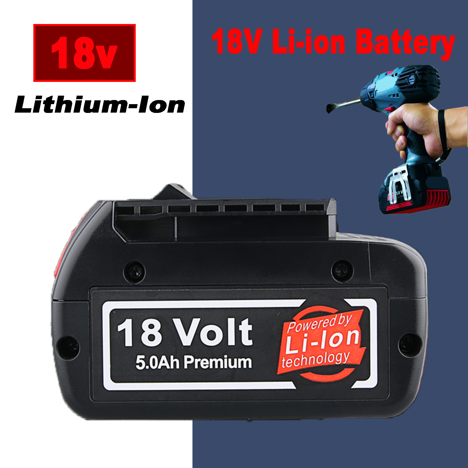 Battery For Bosch 18 Volt 5.0AH Li-ion BAT609 BAT610G BAT618 BAT620 24618-01