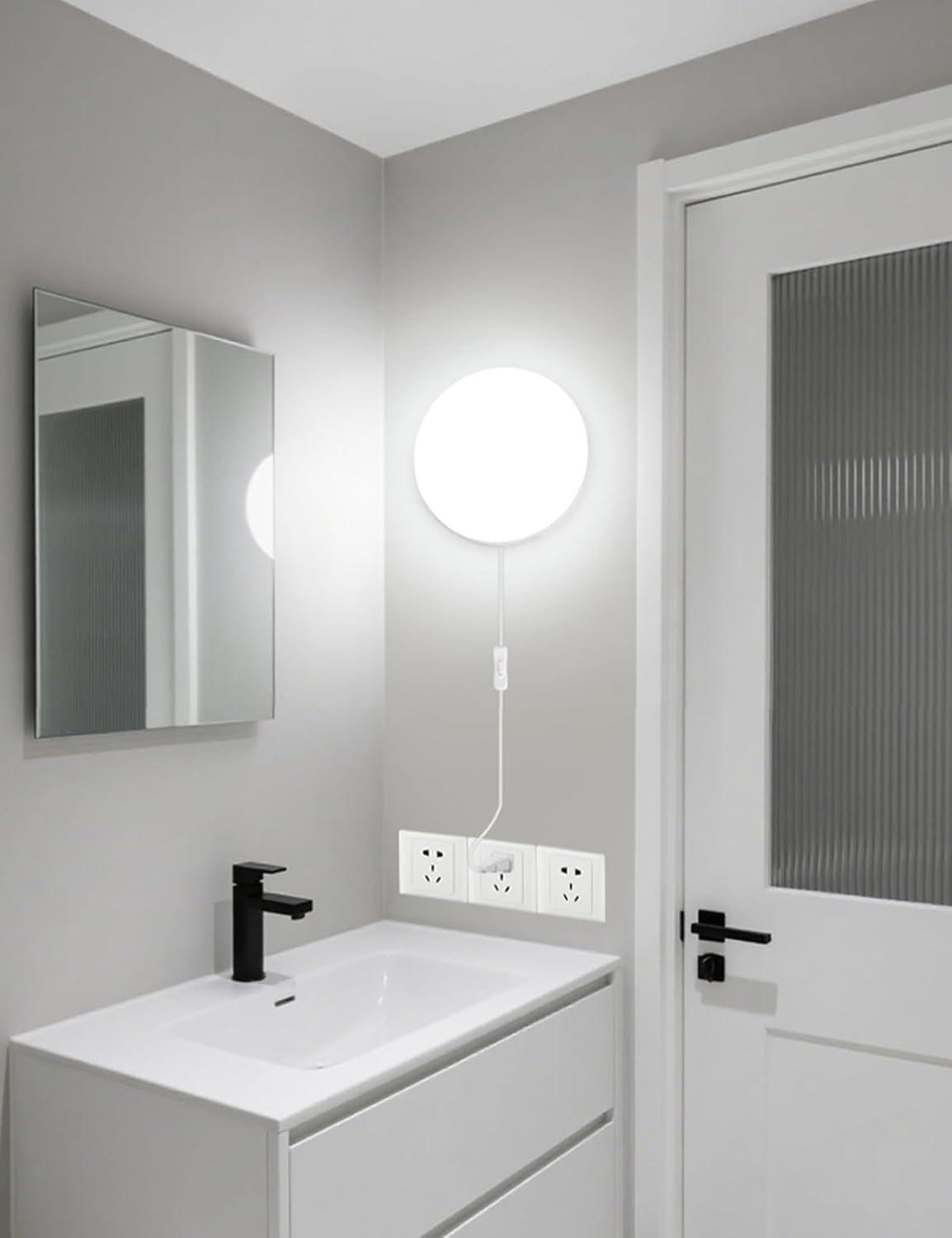 2-Pack 9.8 Inch Plug-In LED Ceiling Light with Switch,Built-In LED Source,White