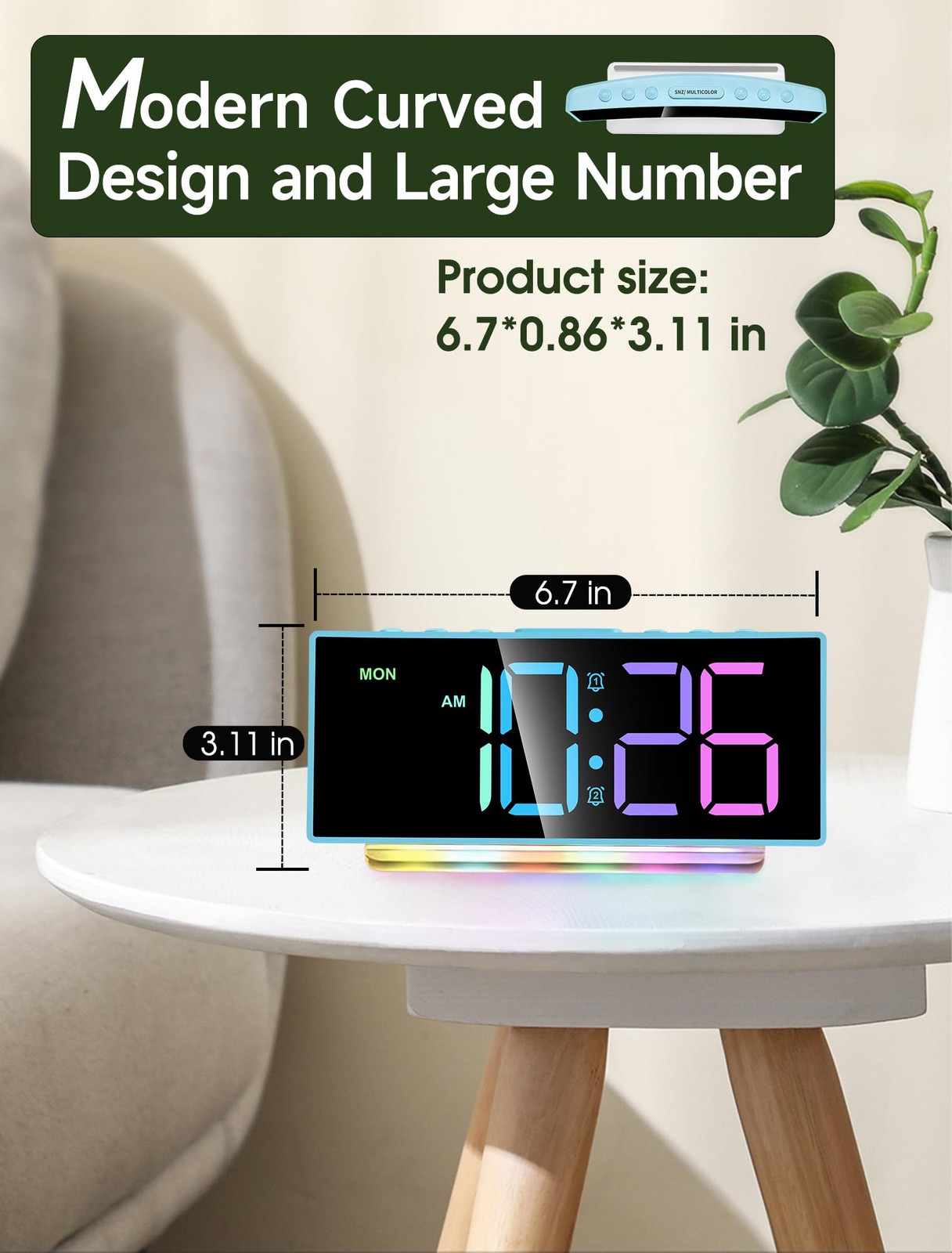 Loud Alarm Clock for Heavy Sleepers Adults,Kids,Teens,Digital Desk Clock with…