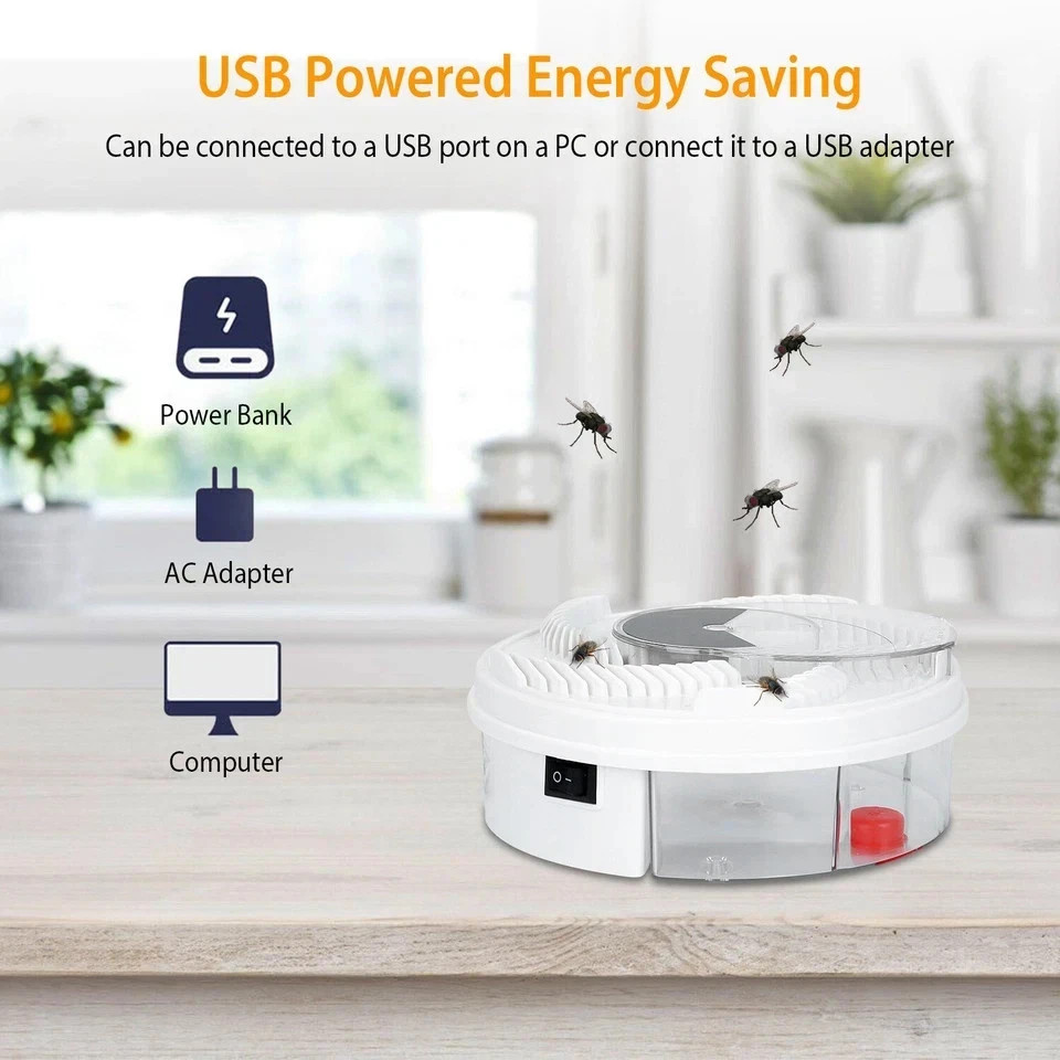 Electric Fly Trap Automatic Fly Catcher Rotating Fly Pest Repellent Kitchen Tool