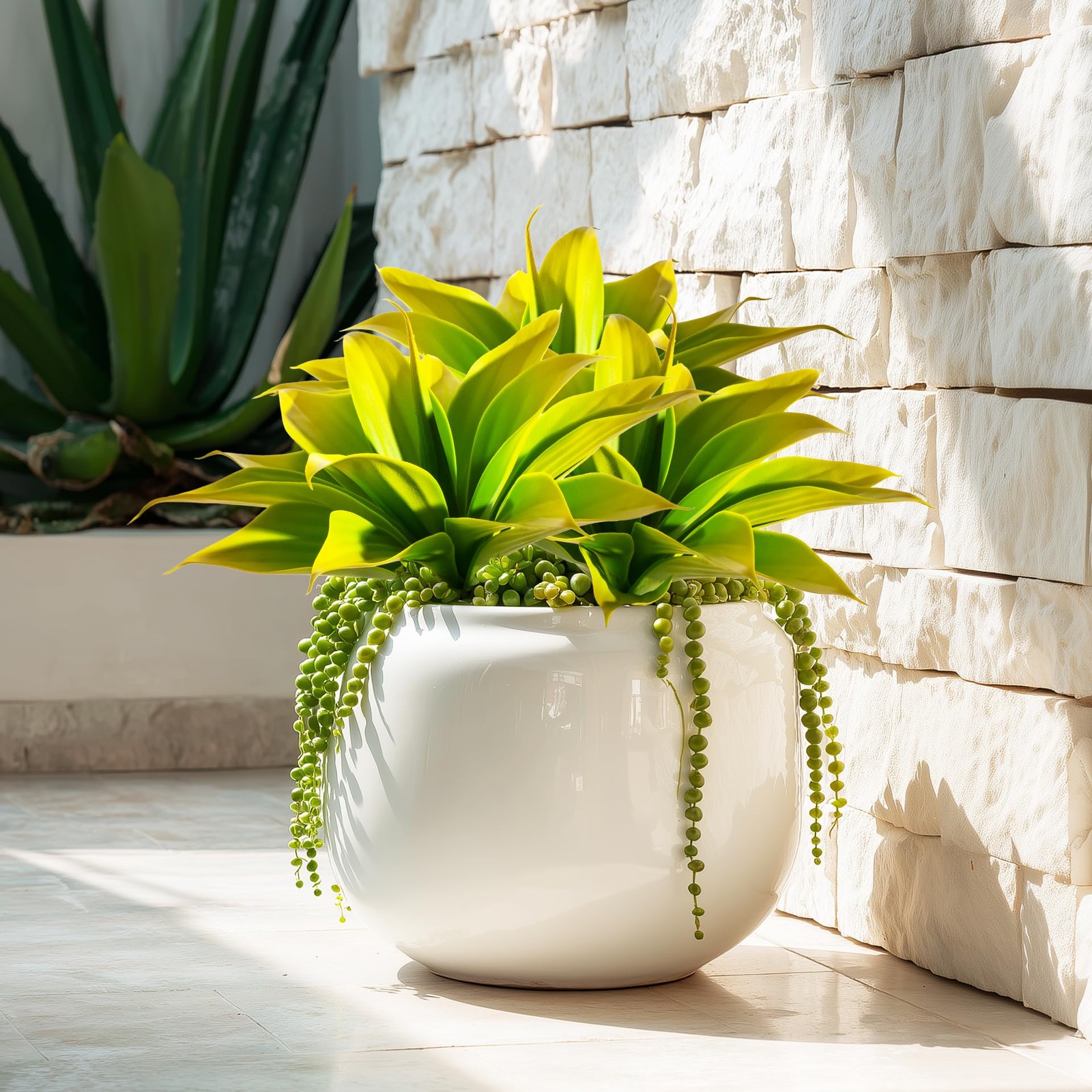 Artificial Agave Faux Agave 14.2In Fake Greenery Outdoor Artificial Plant Fak…