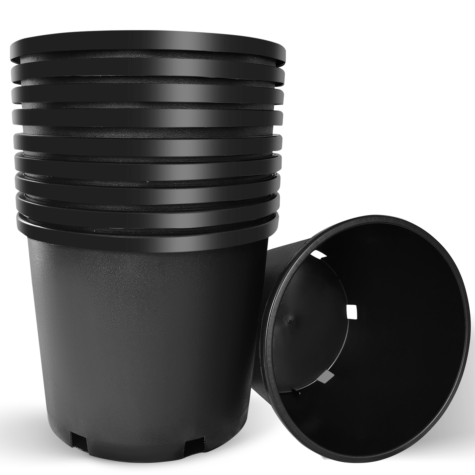 10 Pcs 10 Gallon Black Plastic Plant Nursery Pot Container Grow Flower Garden