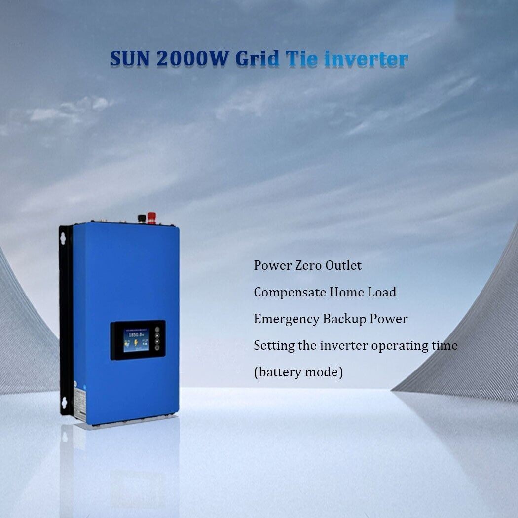 2000W Solar Grid Tie Inverter w/Limiter MPPT Pure Sine Wave DC45-90V fit for USA