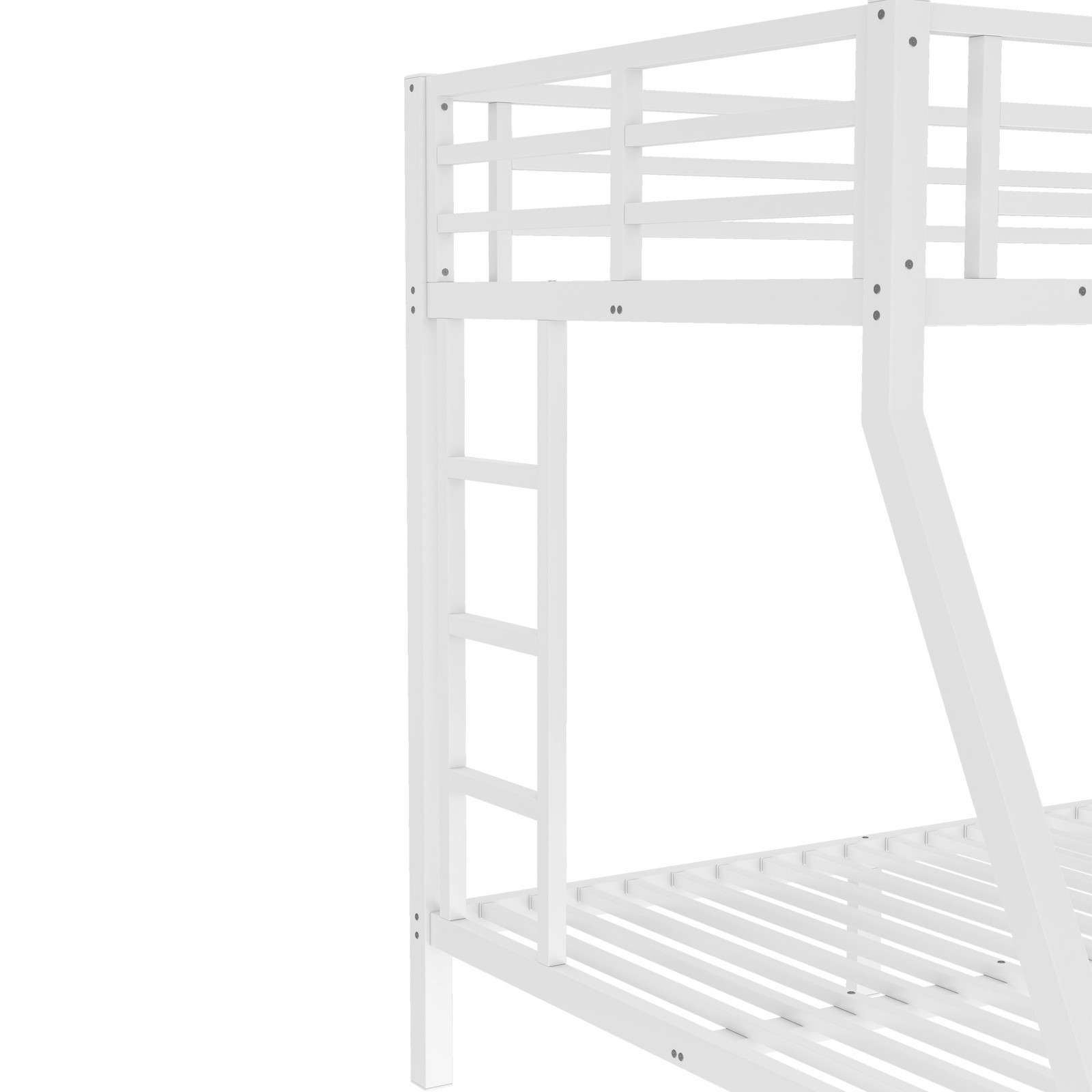Metal Twin over Full Bunk Bed White Bed Frame for Teens and Adults Bedroom
