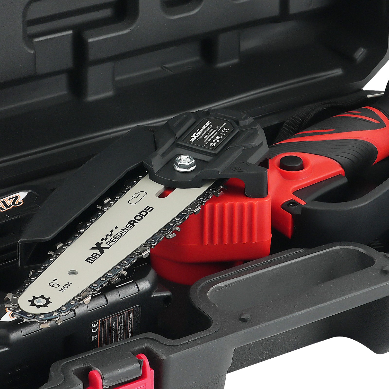 21V Cordless for Mini Chainsaw with 2 Batteries 3 Chains Portable Garden Pruning