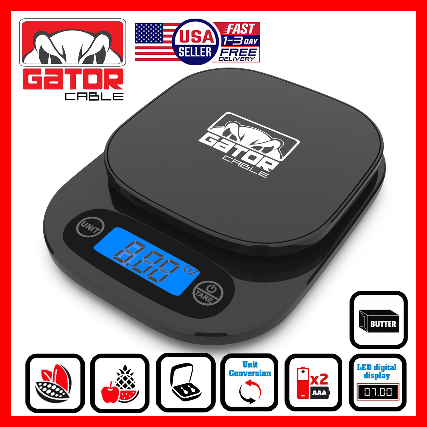 Digital Kitchen Scale Food Diet Multifunction Weight Balance 10,000g 22lb x 0.5g