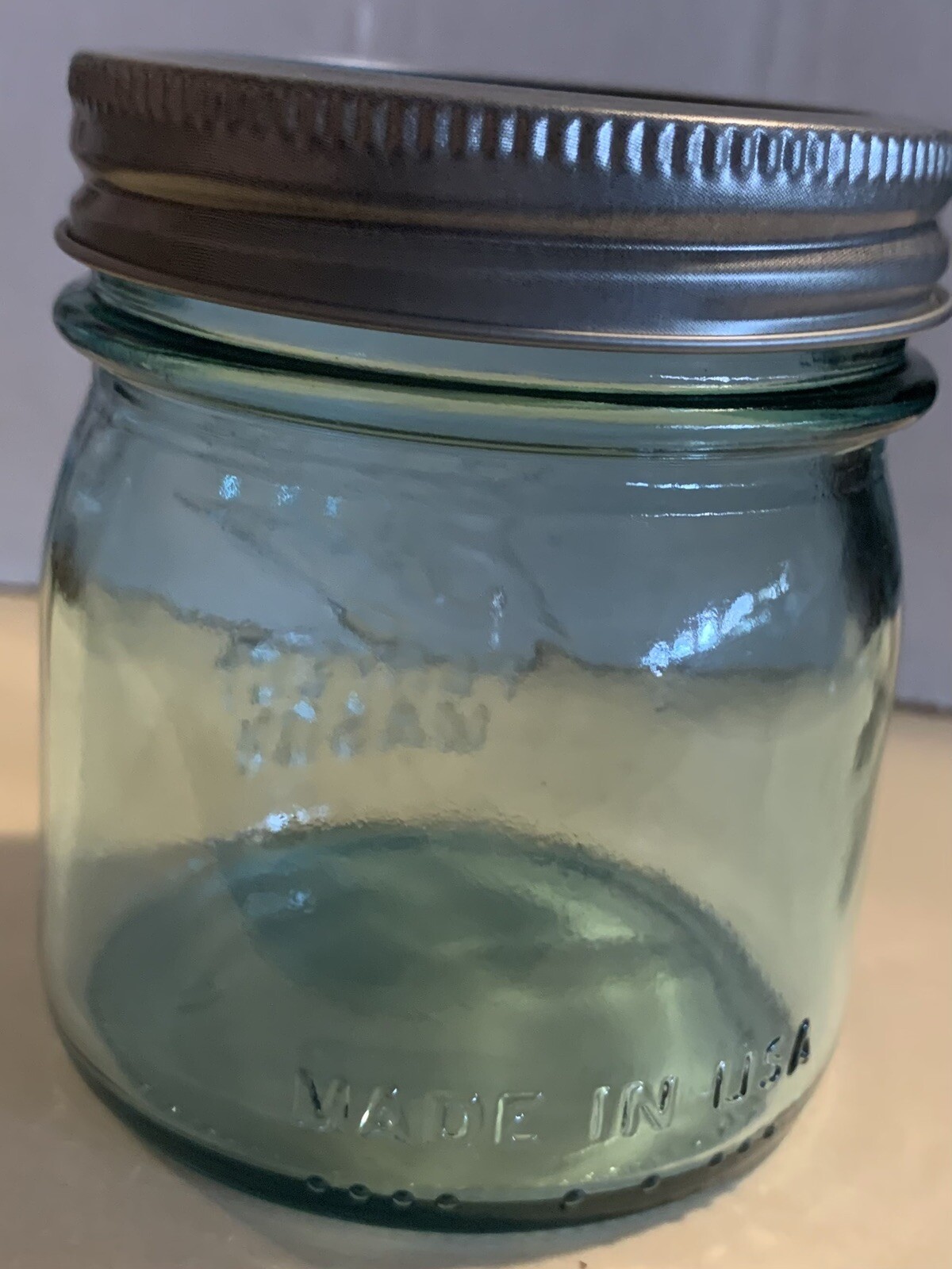Blue Aqua Ball Half Pint Vintage Mason Jar With Lid And Band Collector’s Edition